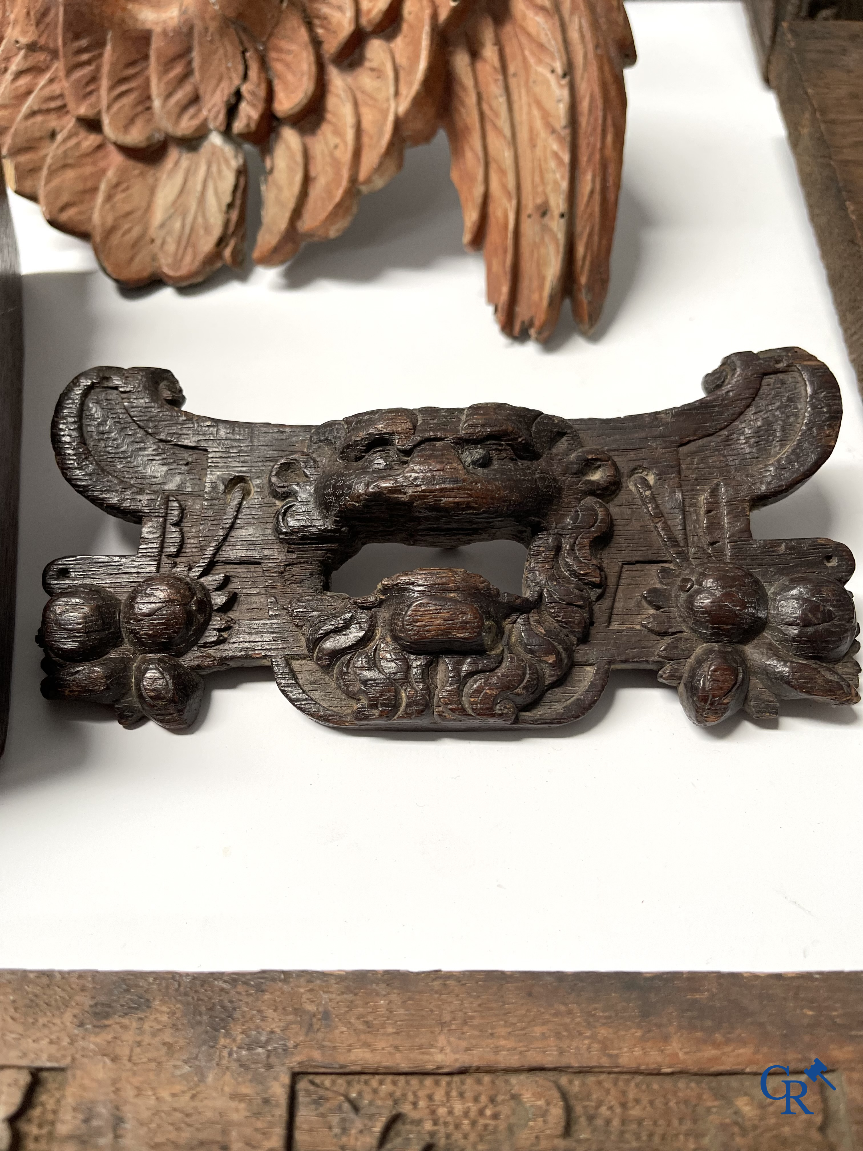 Religious objects. Large lot of wood sculptures. 19th century.