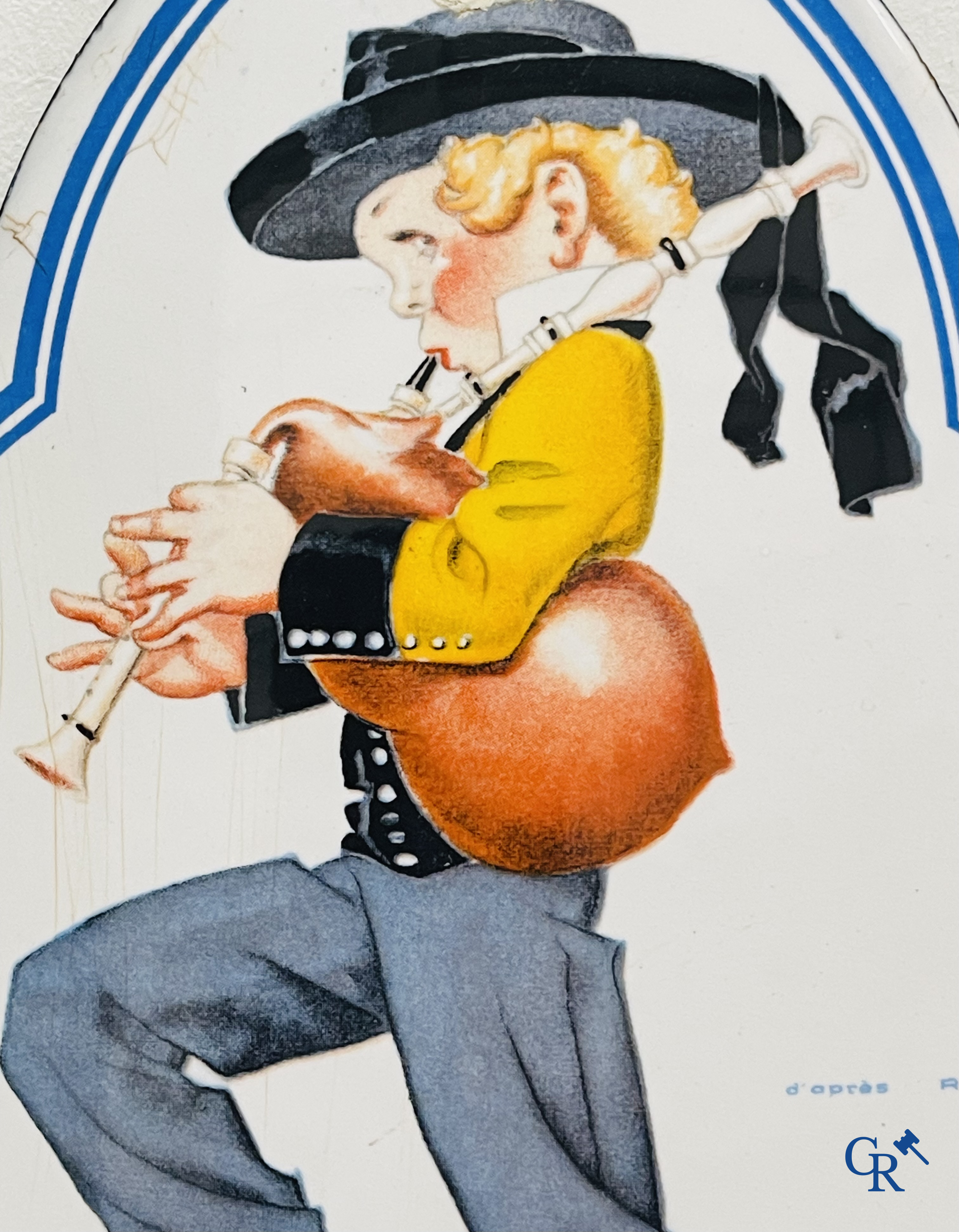 Celtiques, grote emaille publiciteits thermometer geïllustreerd met een ontwerp van René Vincent. Circa 1930.