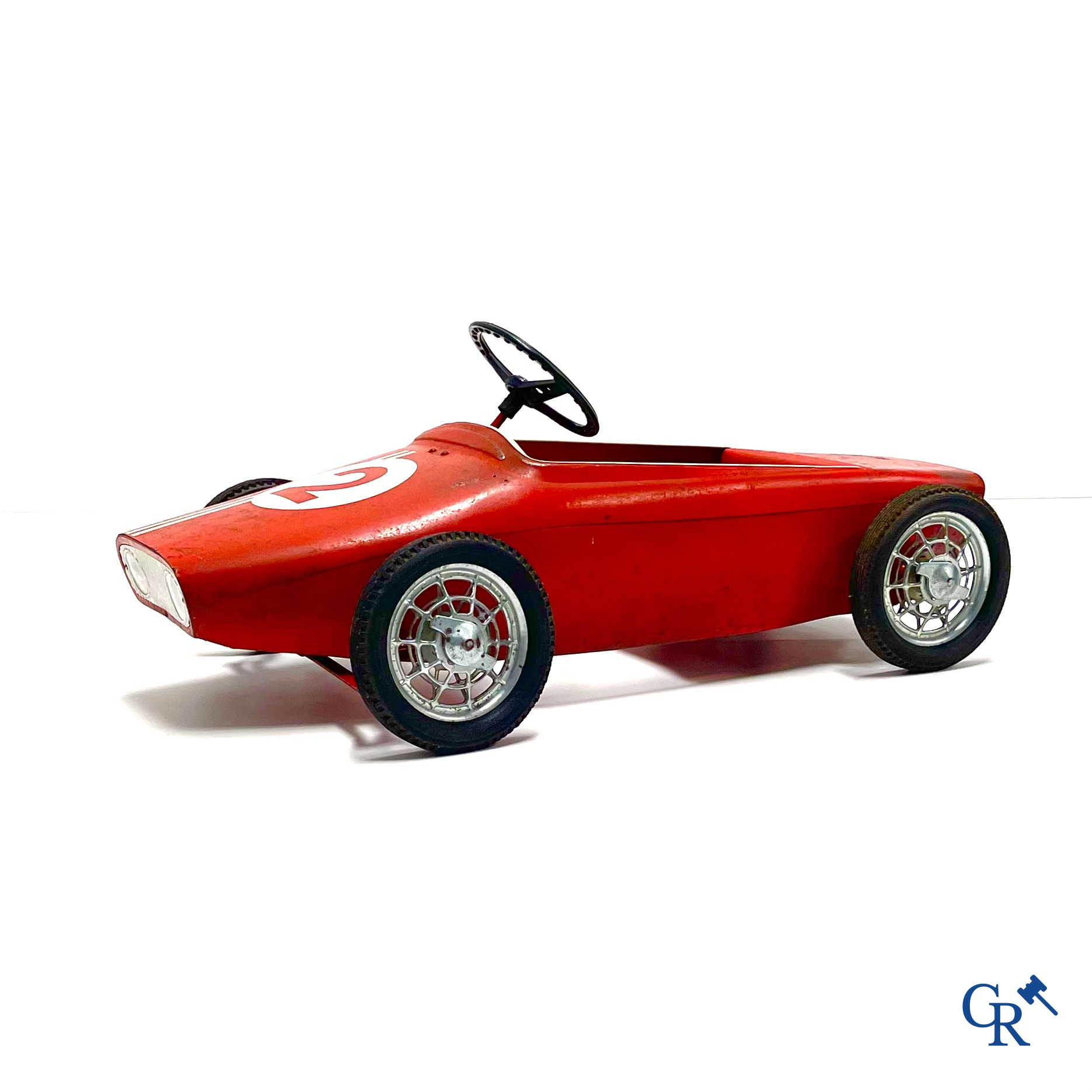 Pedal car, Morellet Guerineau. Lotus F1 model with metal body and spoke wheels. Made in France. 1960's.
