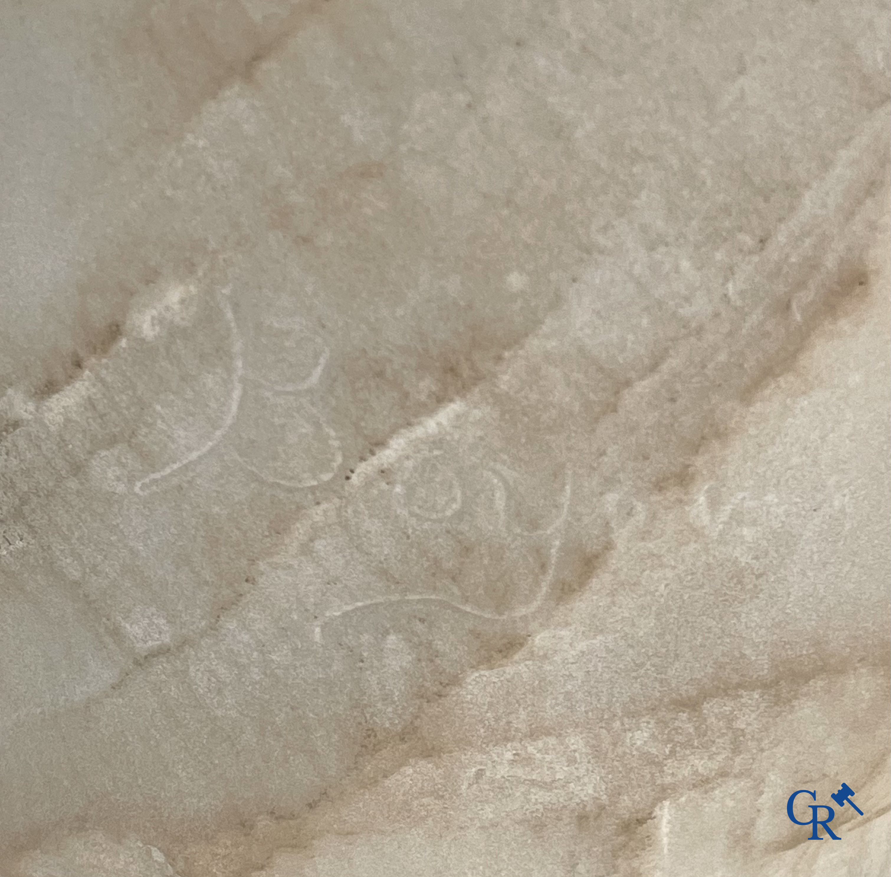 Boyer. Grote en fijn gesculpteerde romantische voorstelling in Carrara marmer gesigneerd Boyer. 19e eeuw.