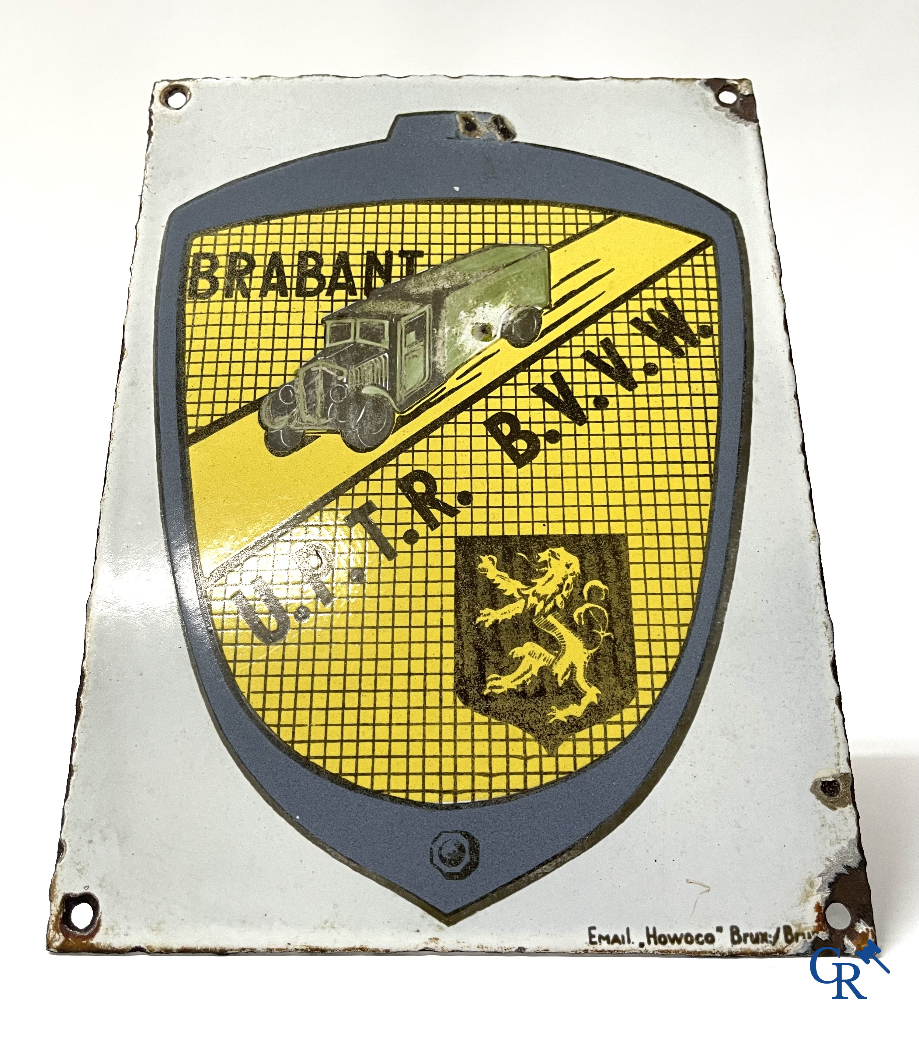 Emaille bord voor de Nationale beroepsvereniging voor de transporteurs U.P.T.R.