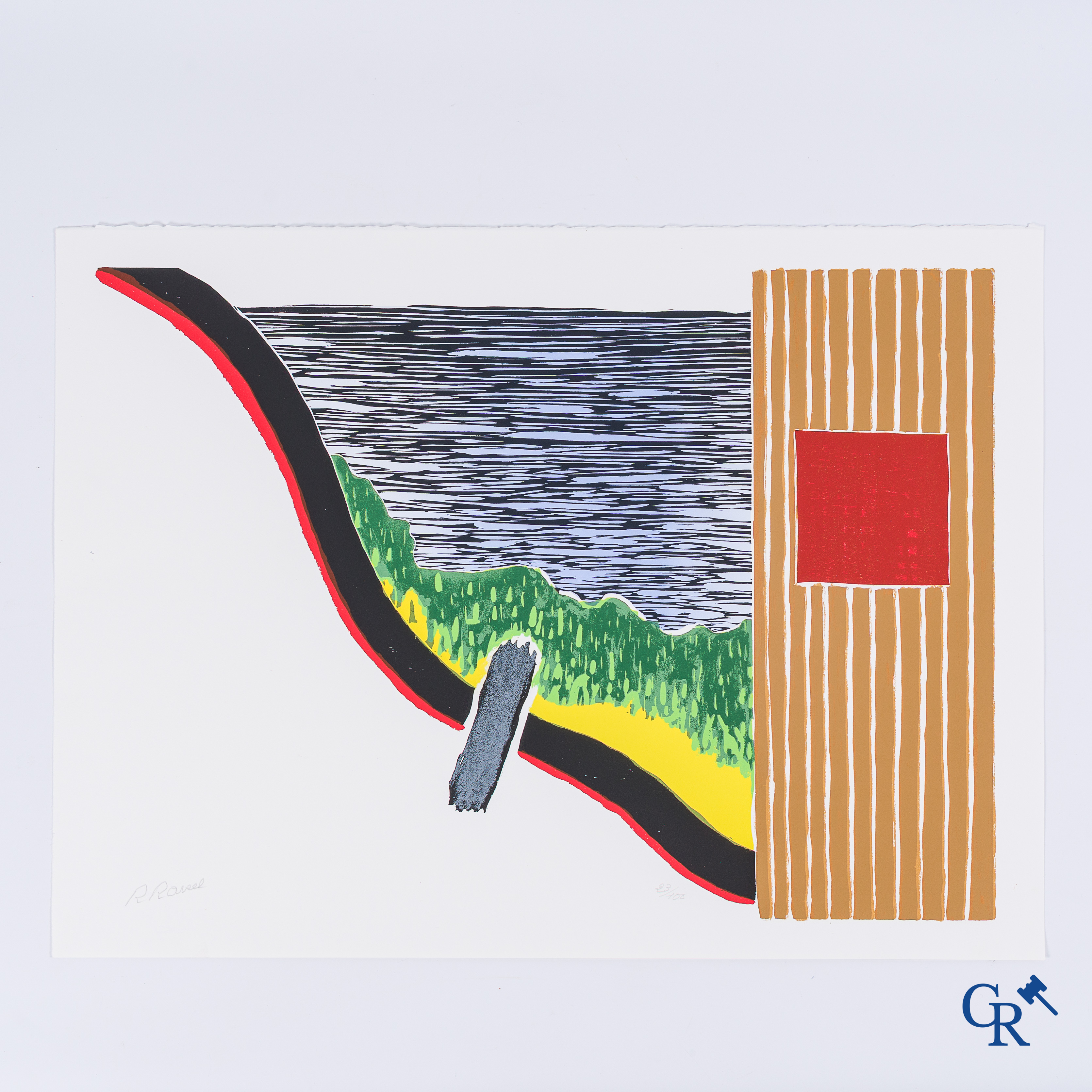 Roger Raveel (1921-2013) "La Côte d'Azur" Kleurenzeefdruk. Gesigneerd en genummerd 23/100.