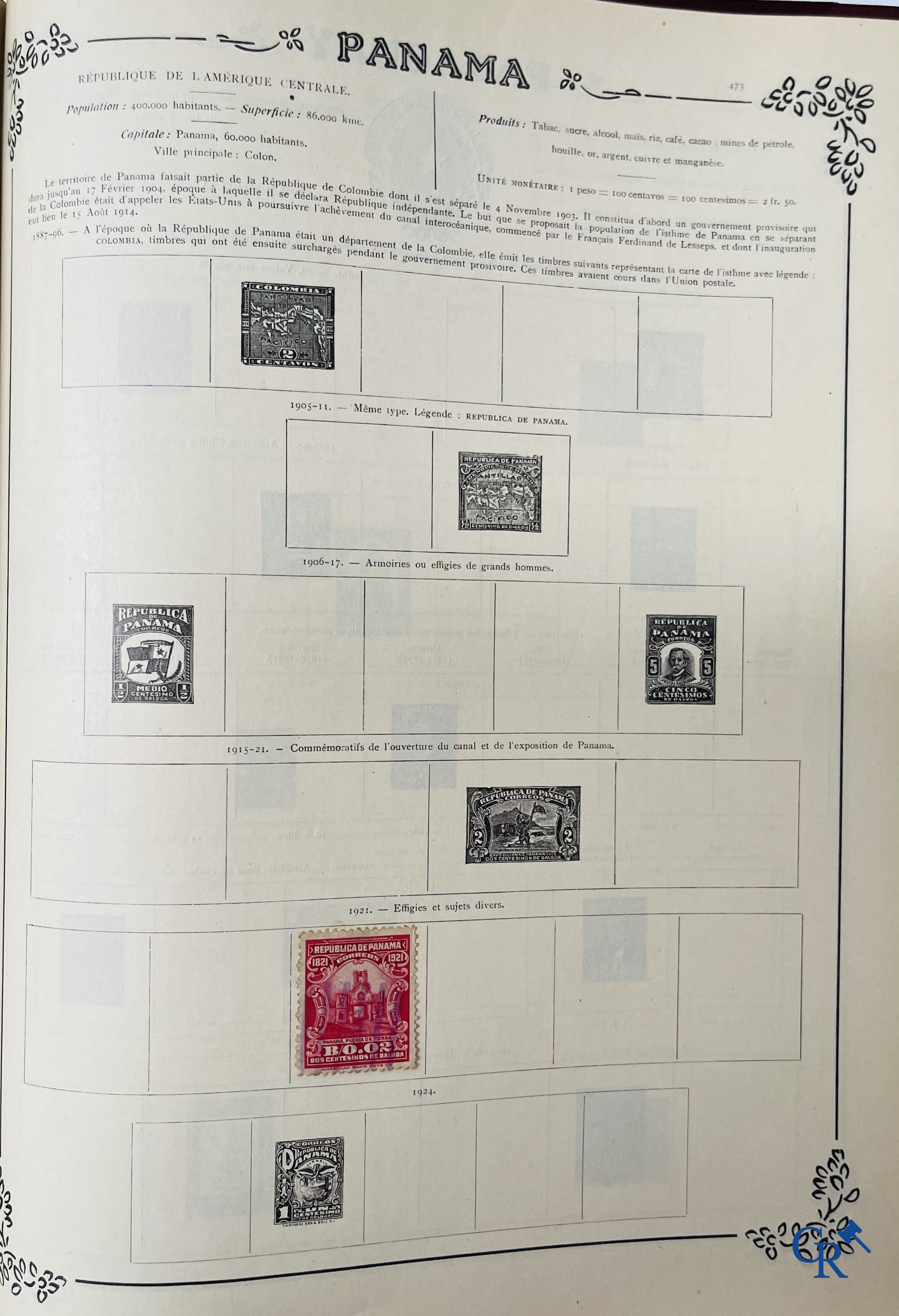 Filatelie. Yvert & Tellier. Album Historique & Géographique de Timbres-Poste des cinq Parties du Monde. 9ème Edition.