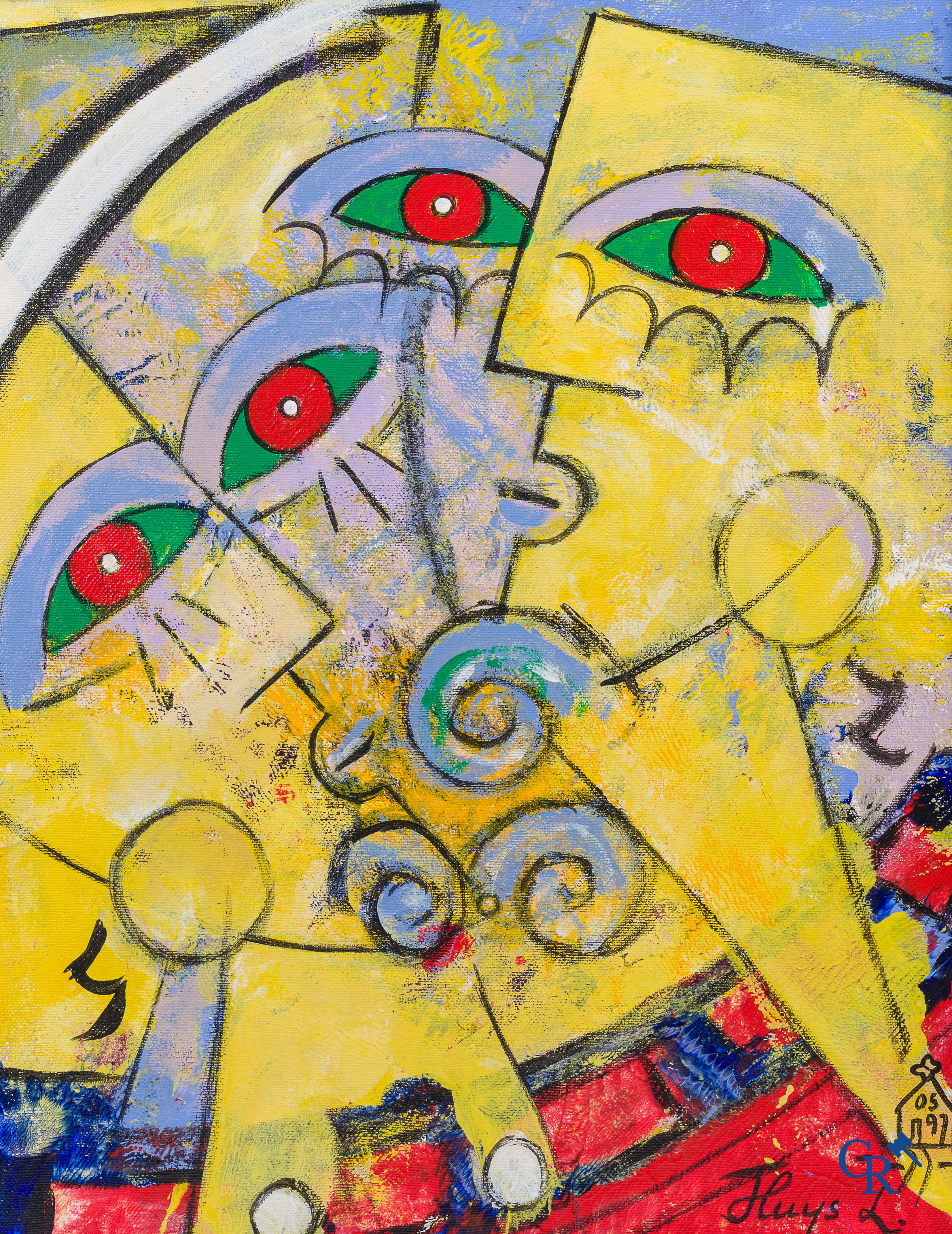 Ludo Huys (1947-2007) Cubist figures. Oil on canvas. Signed and dated 1997 lower right.