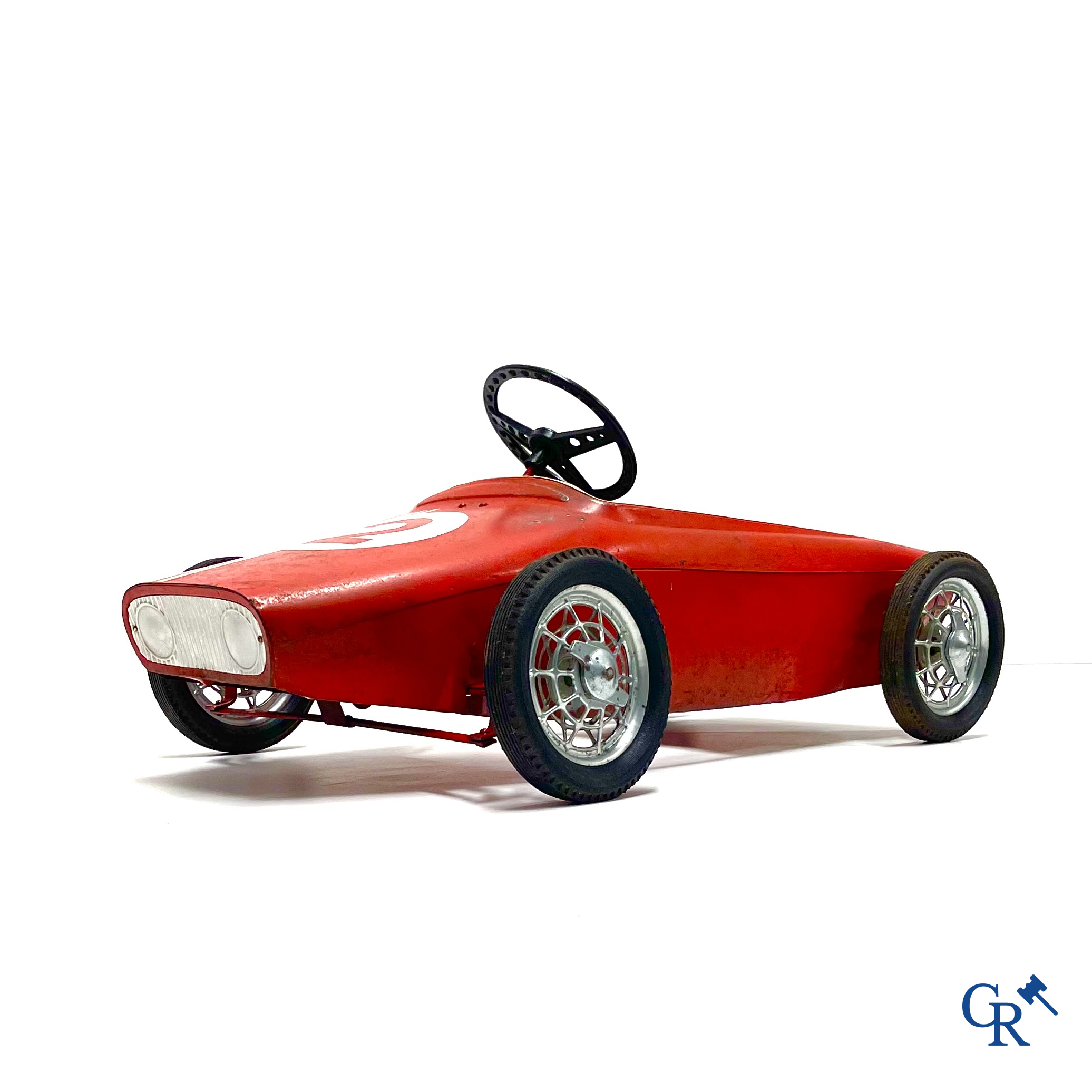 Pedal car, Morellet Guerineau. Lotus F1 model with metal body and spoke wheels. Made in France. 1960's.