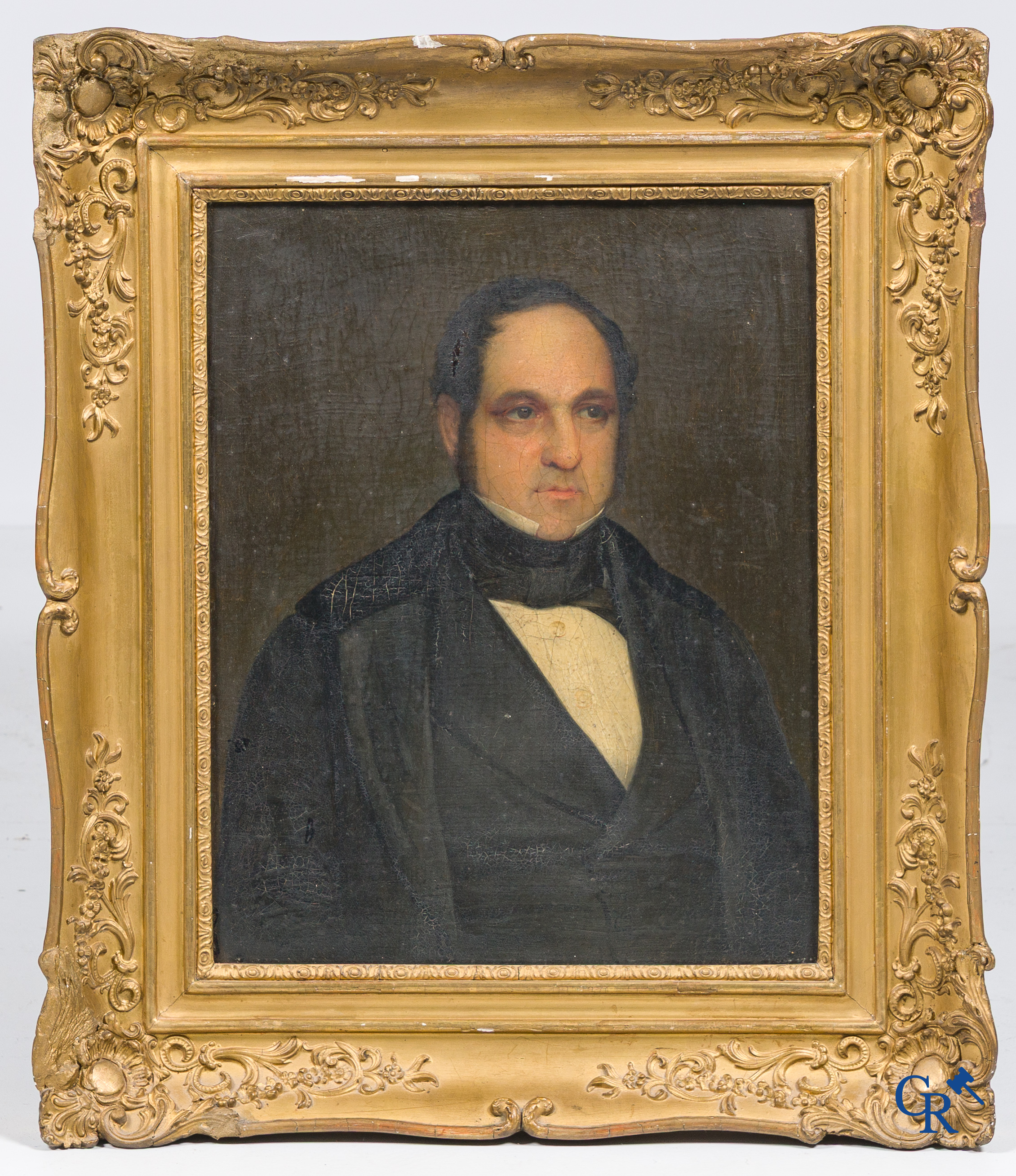 Paintings. 2 portrait paintings in gilded frames. 19th century.