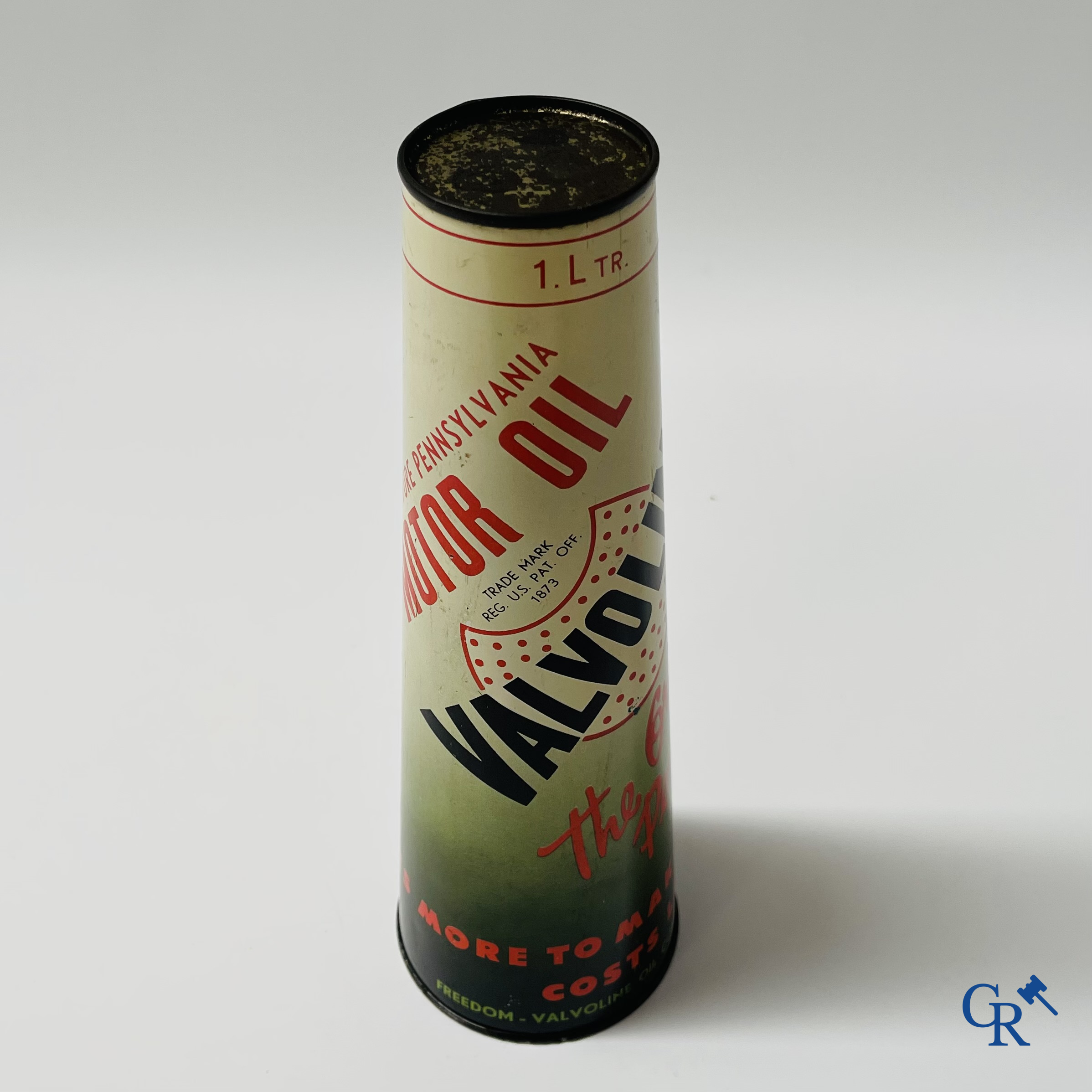 Valvoline Oil Company. Conisch olieblik, 1 liter, 100% pure Pennsylvania motor oil.