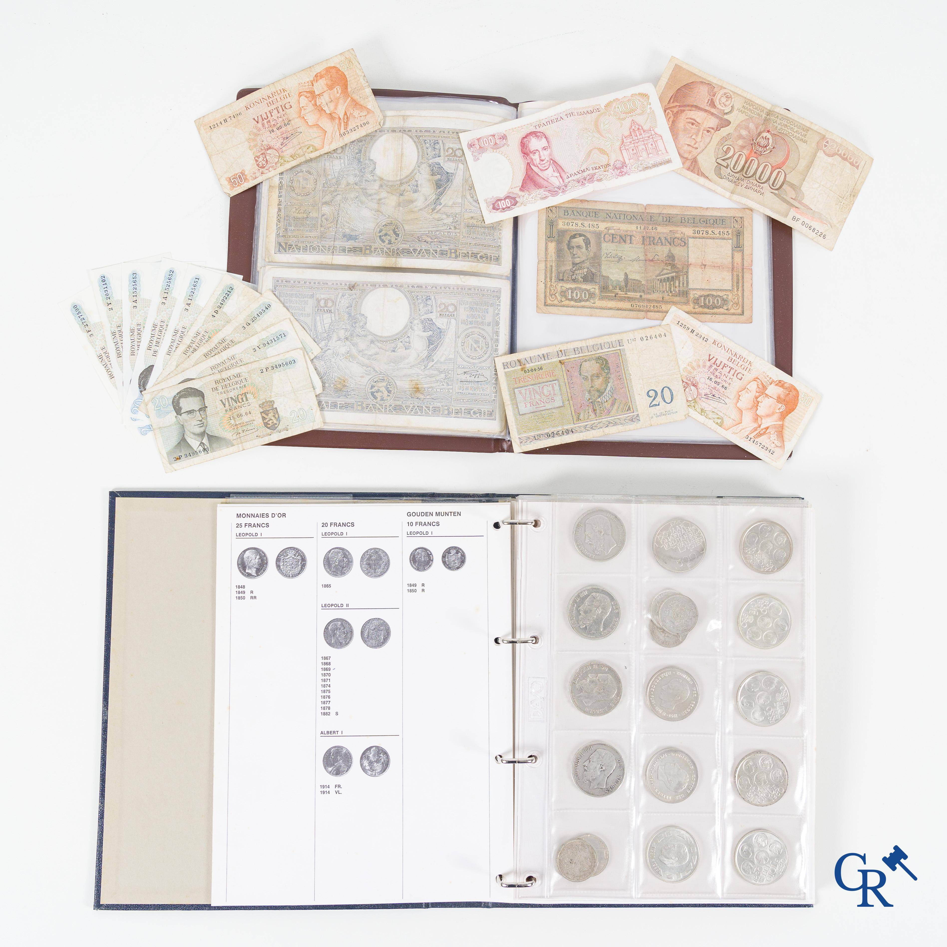 Pièces de monnaie et billets de banque, un lot avec des vieilles pièces, y compris de l'argent et des billets de banque.