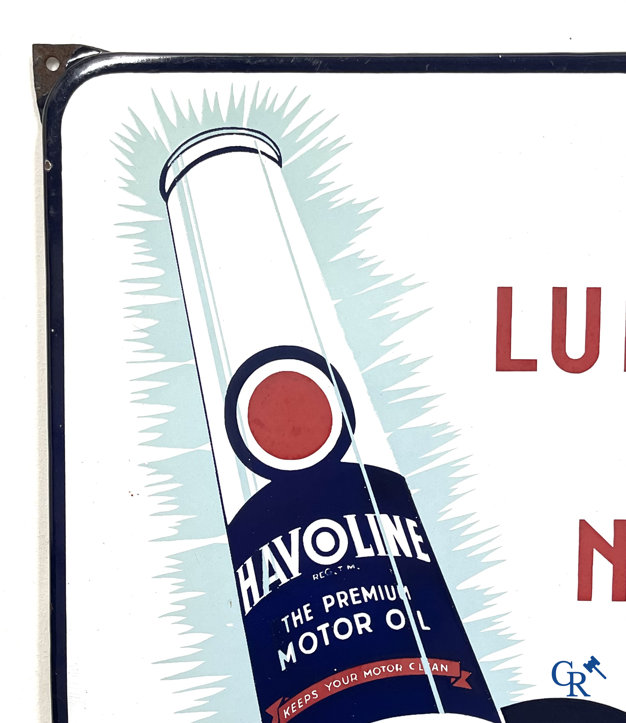 Havoline, enamel advertising sign for motor oil Havoline from the Caltex Petroleum Company. T.P. Bruxelles 1950.