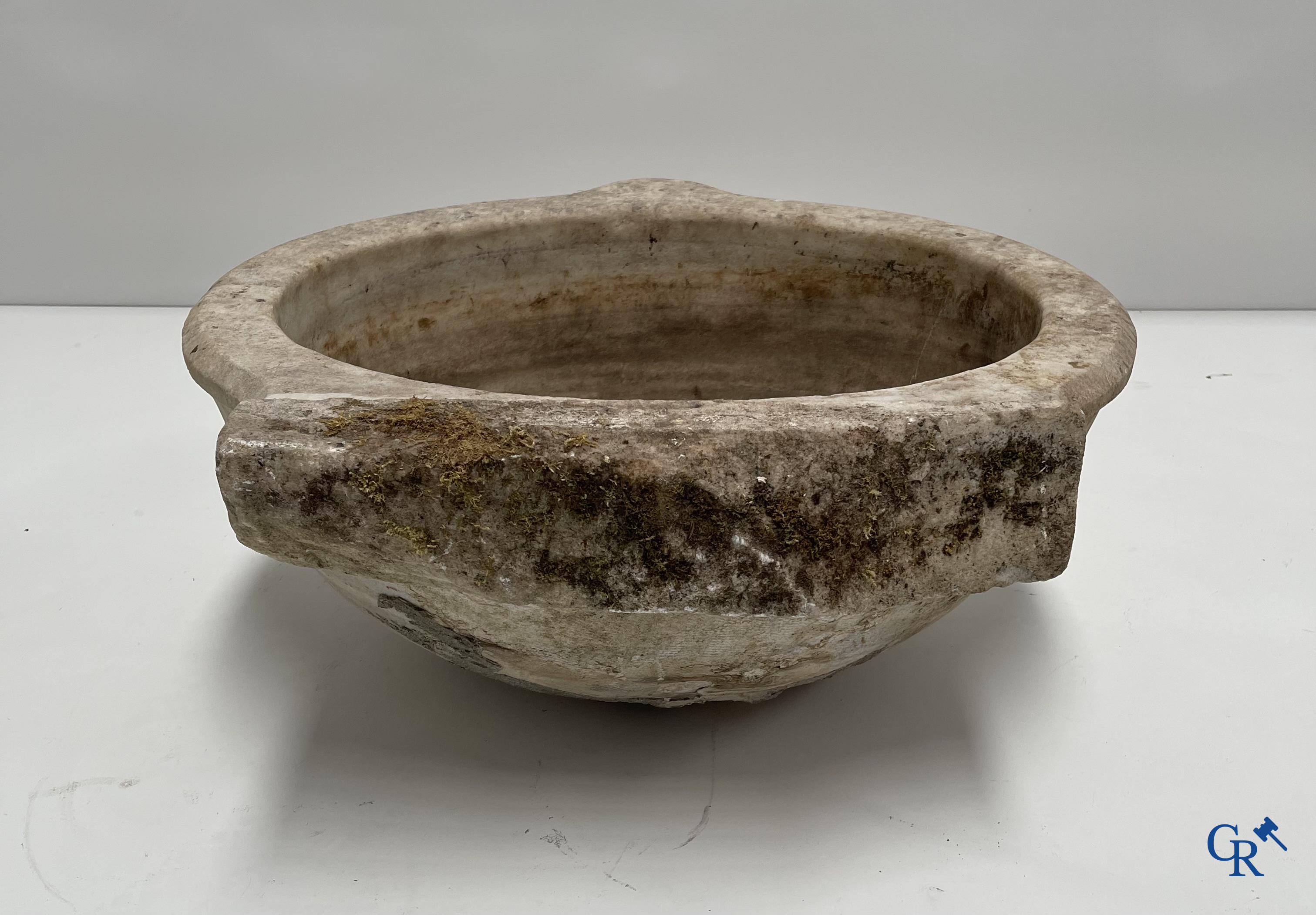 Exceptional large marble holy water barrel or font. 18th century.