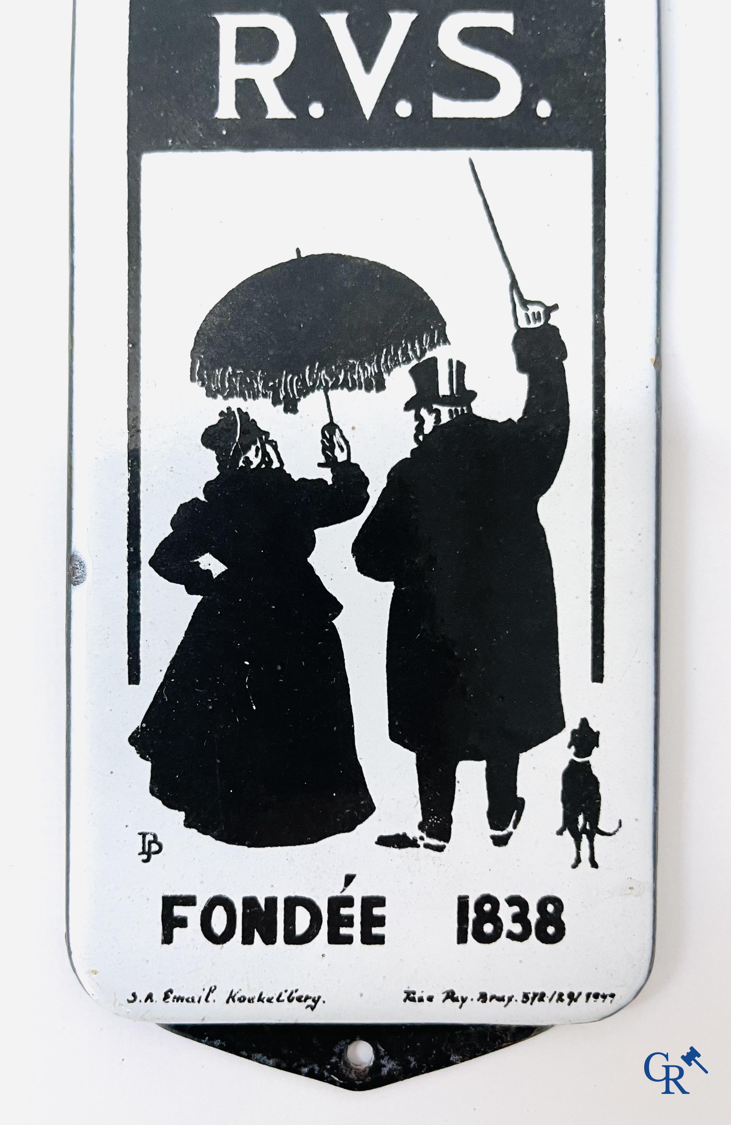 RVS, an enamel door publicity sign designed by Tjeerd Bottema. Emaillerie Koekelberg 1949.