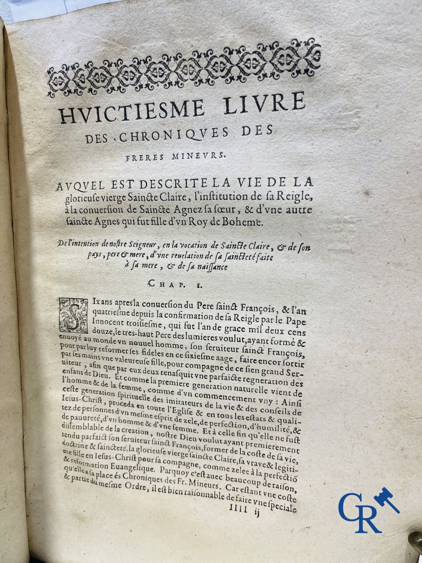 Livres anciens: Marcos de Lisboa, Chronique et institution de l'ordre du Père S. François, Paris 1608.