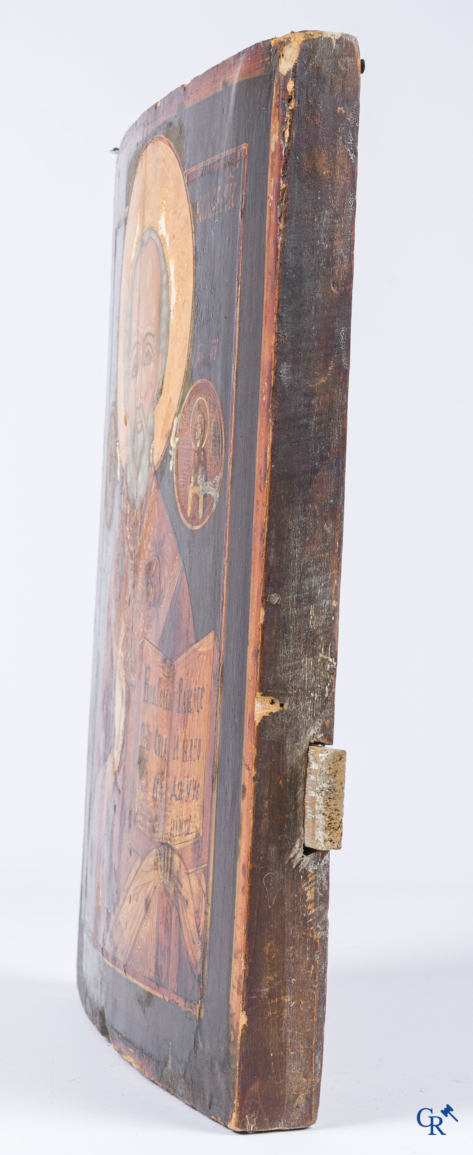Icône, icône russe avec une représentation de Saint-Nicolas. Oklad en argent 875°/00. Daté 1895.