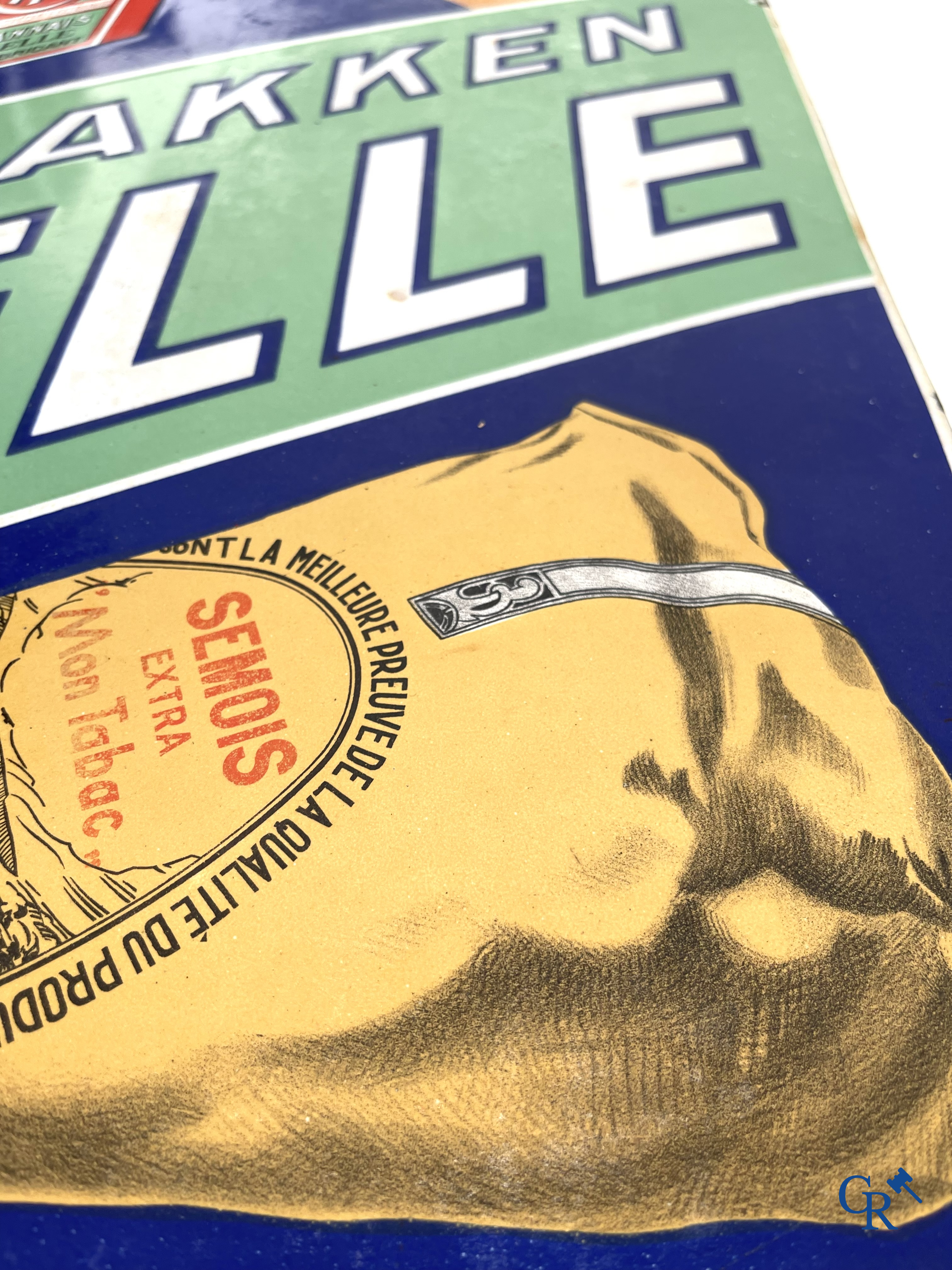 Tabacs Welle, enamel advertising sign for the tobacco of Achille Welle, Véritable Tabac de la Semois.