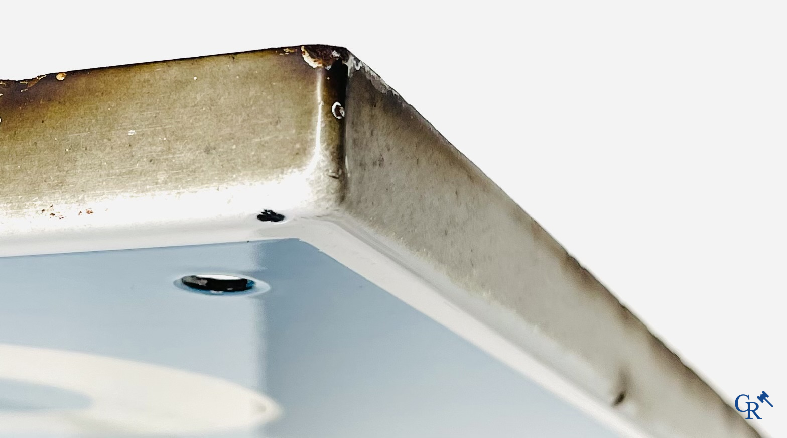 Zoo Antwerpen, Enamel advertising sign with a rhino for the Antwerp Zoo. Emaillerie Crahait, Gosselies, 1968.