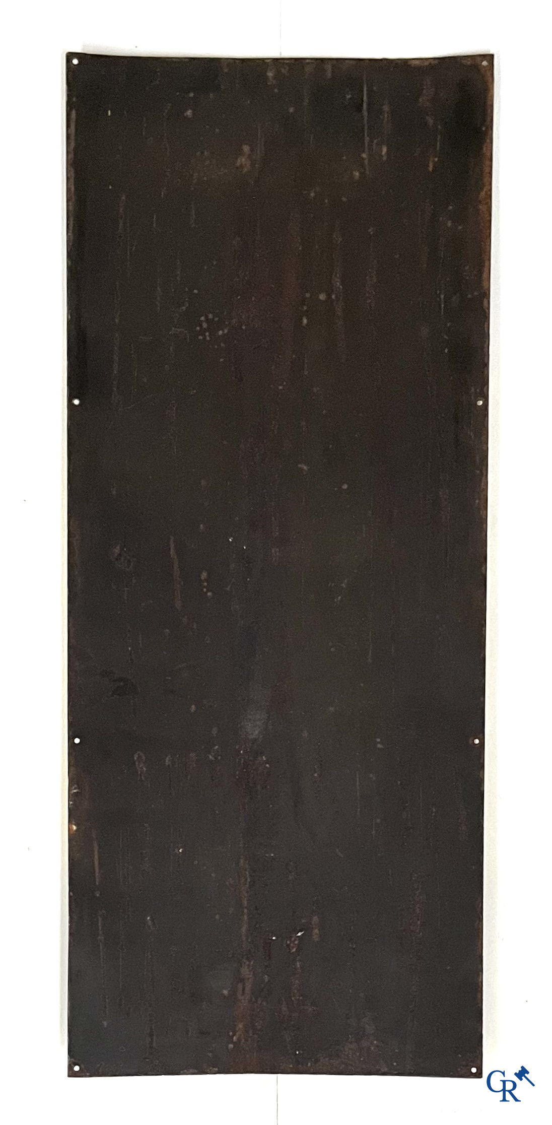 Chocolat Menier, "éviter les contrefaçons", emaille reclamebord naar een ontwerp van Firmin Bouisset.