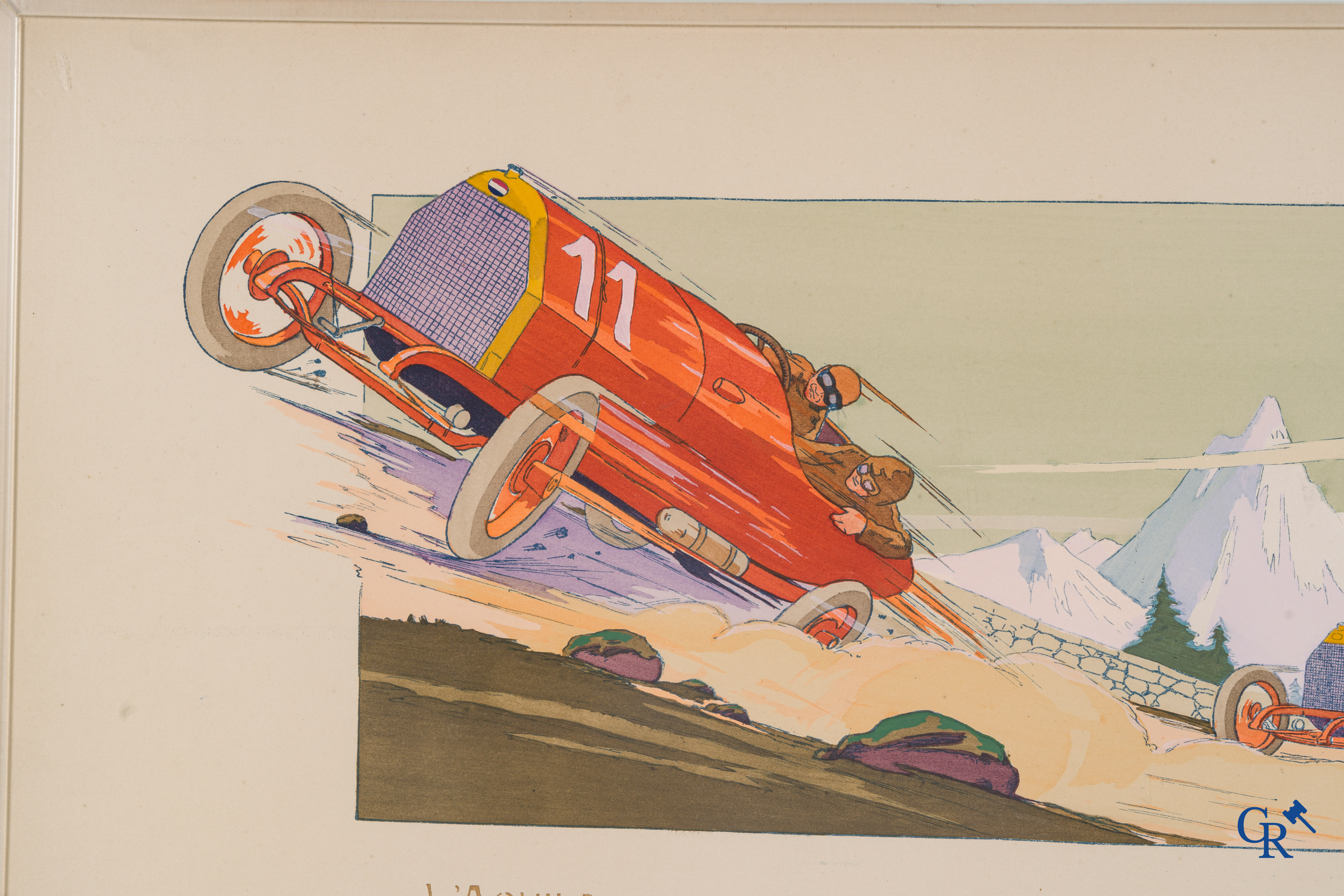 H.L. Roowy (Stanley Charles Rowles), L'Aquila Italiana au tour de France. Coloured lithograph 1914.