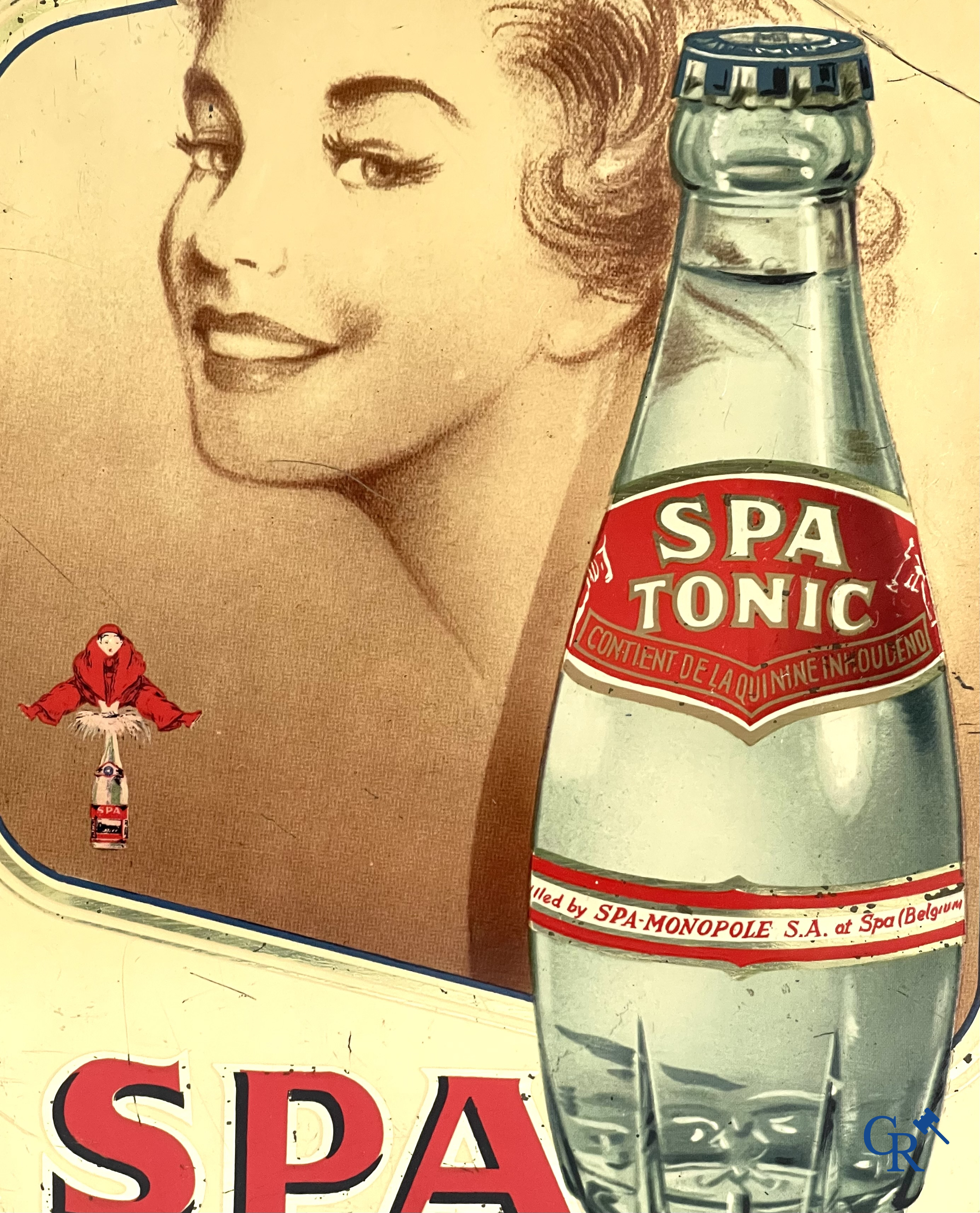 Spa, a publicity for Spa Tonic and a thermometer in printed metal for Spa, after a design by Jean D'Ylen.