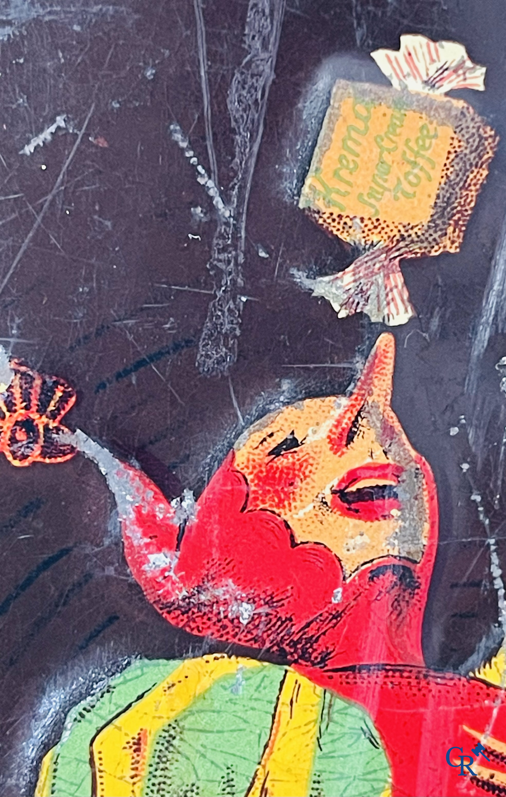 "Krema", Le meilleur bonbon au beurre. Blikdoos met een illustratie van Jean D'Ylen. G. De Andreis & Cie Marseille.