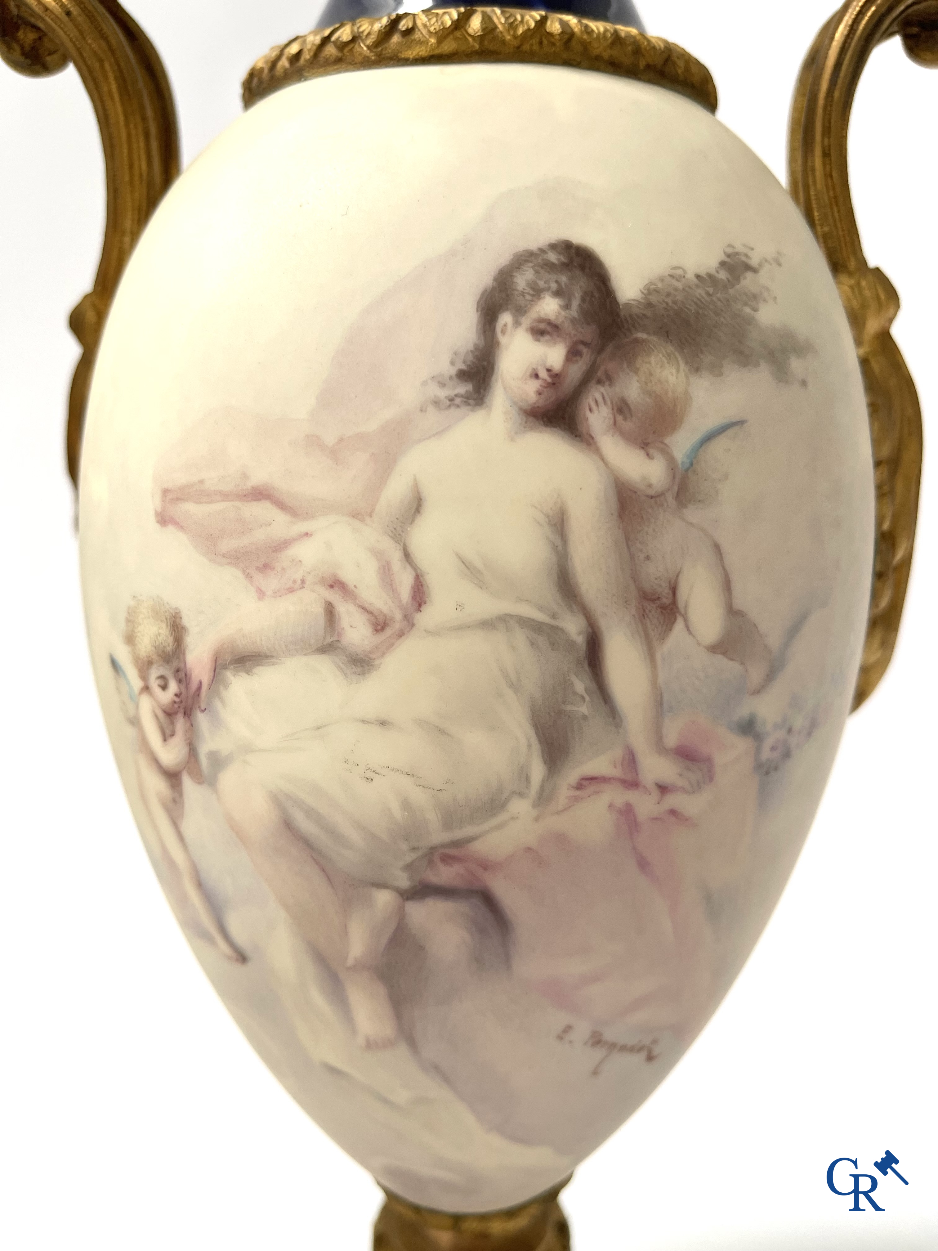 Sèvres. E. Pernodet. Pair of vases in Sèvres porcelain and bronze mounts. Signed, circa 1900.