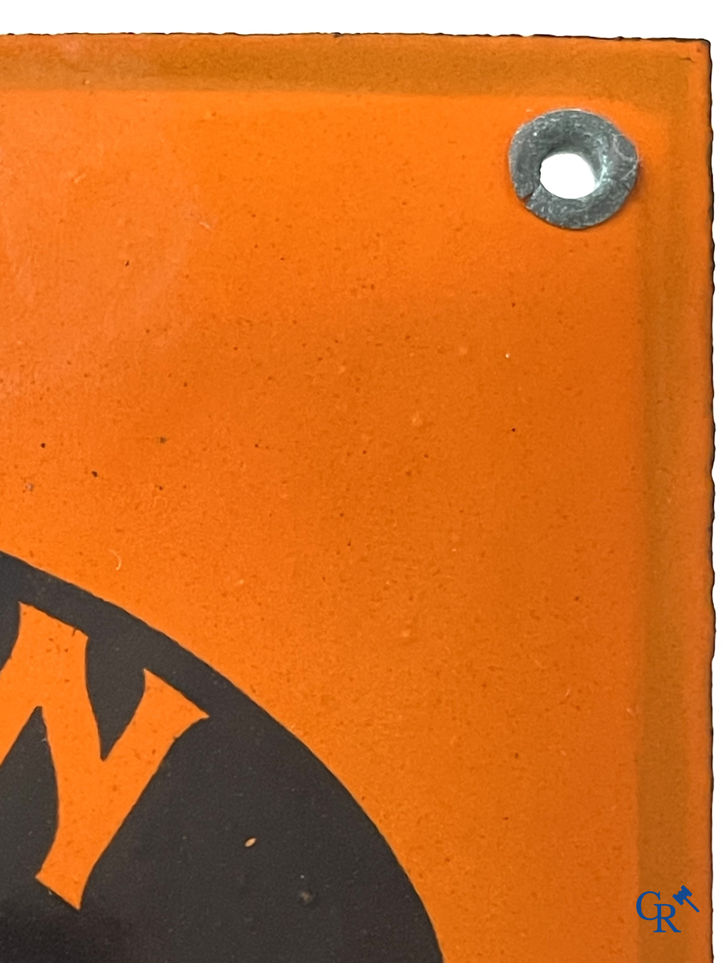 Apollon, American Cream. Emaille reclamebord voor schoensmeer. S.A. email. Koekelberg Bruxelles. 1932.