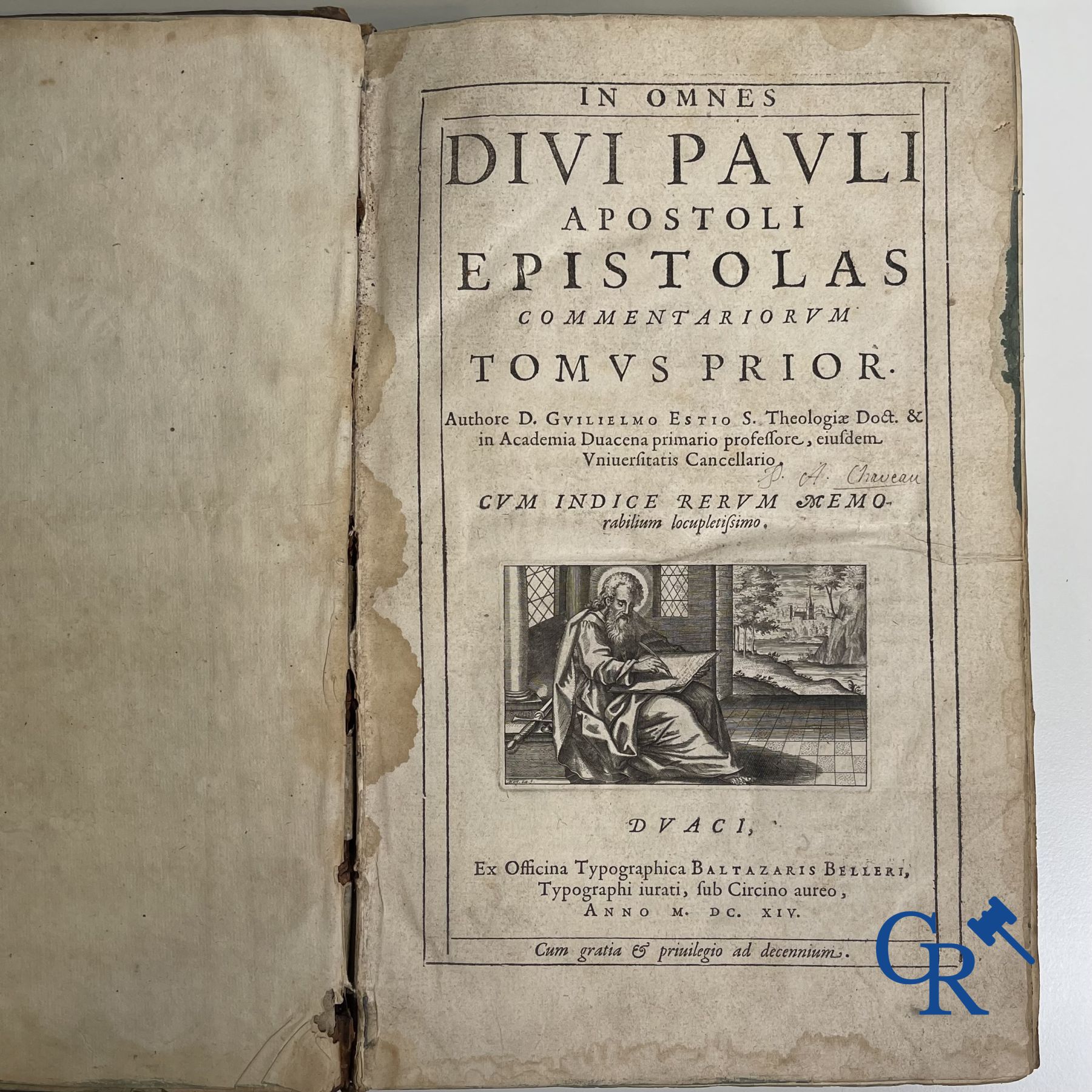 Early printed books: Willem Hessels van Est (1542-1613) The Epistles of St. Paul. Tomus prior en tomus posterior. Douai 1614.