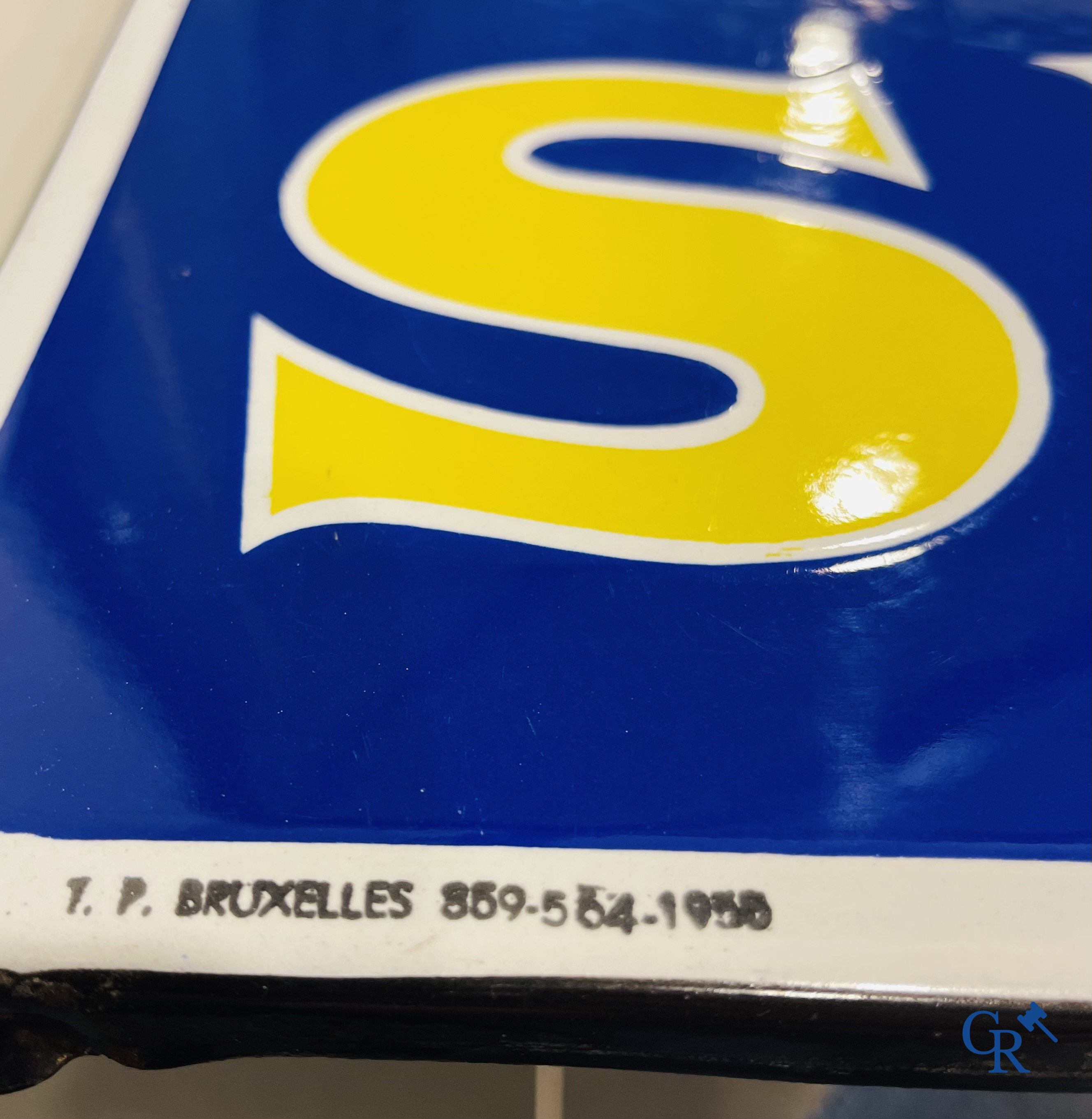 Spa, enamel advertising sign with Pierrot designed by Jean d 'Ylen. Emaillerie Belge Bruxelles 1956.