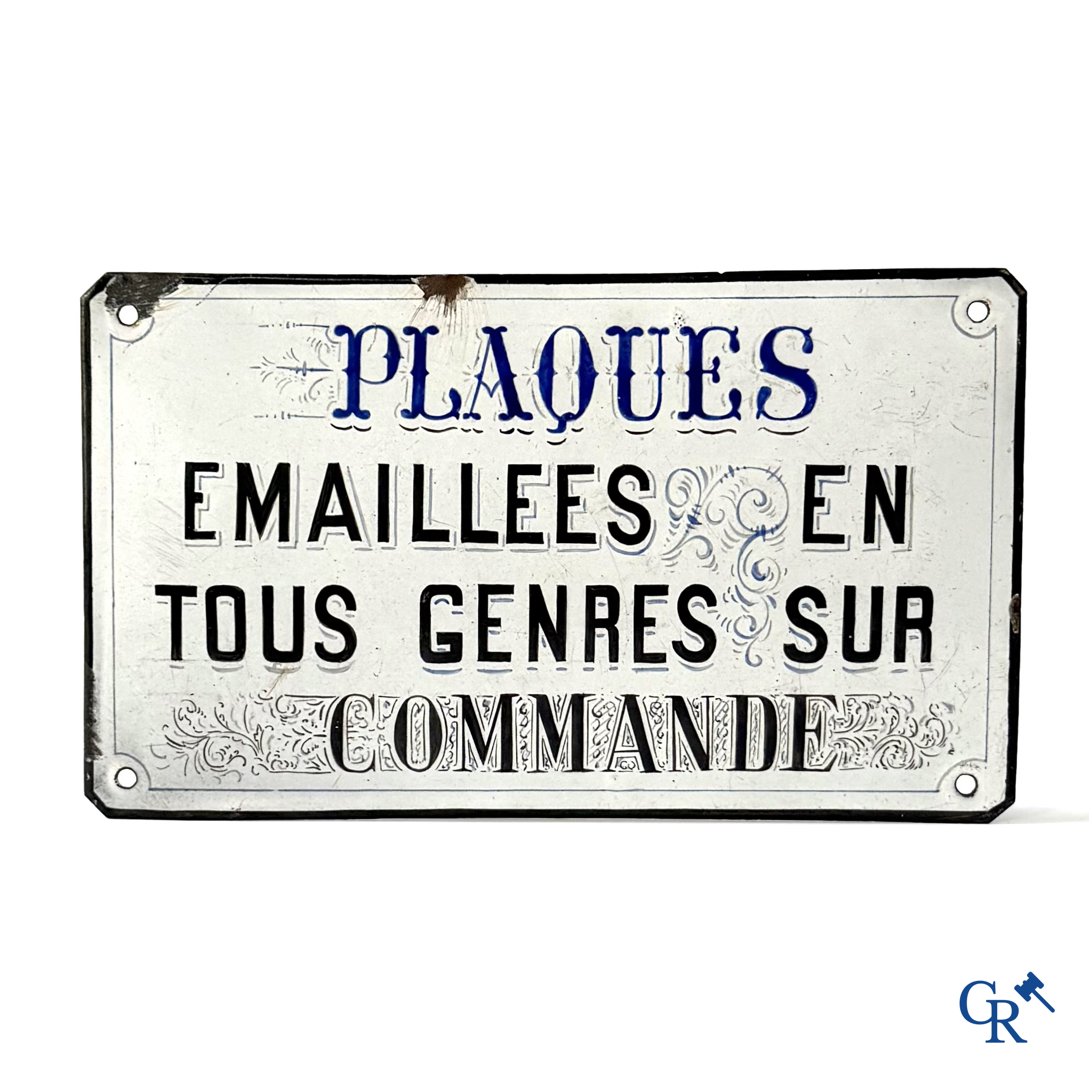 Enamel sign "Plaques émaillées en tous genres sur commande". 1920's-1930's