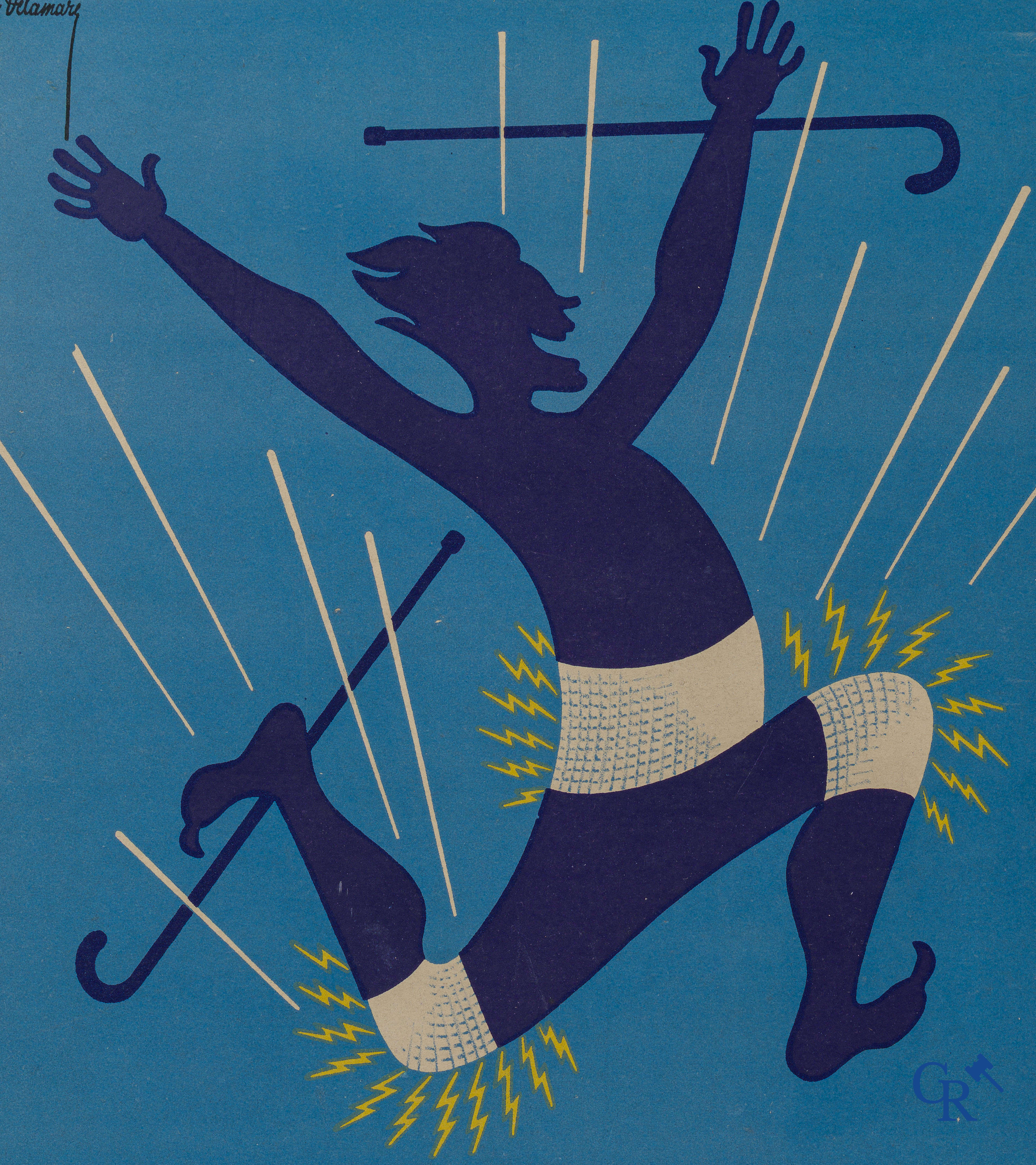 Francis Delamare (1895-1972) Double-sided and bilingual publicity cardboard for Thermic products.