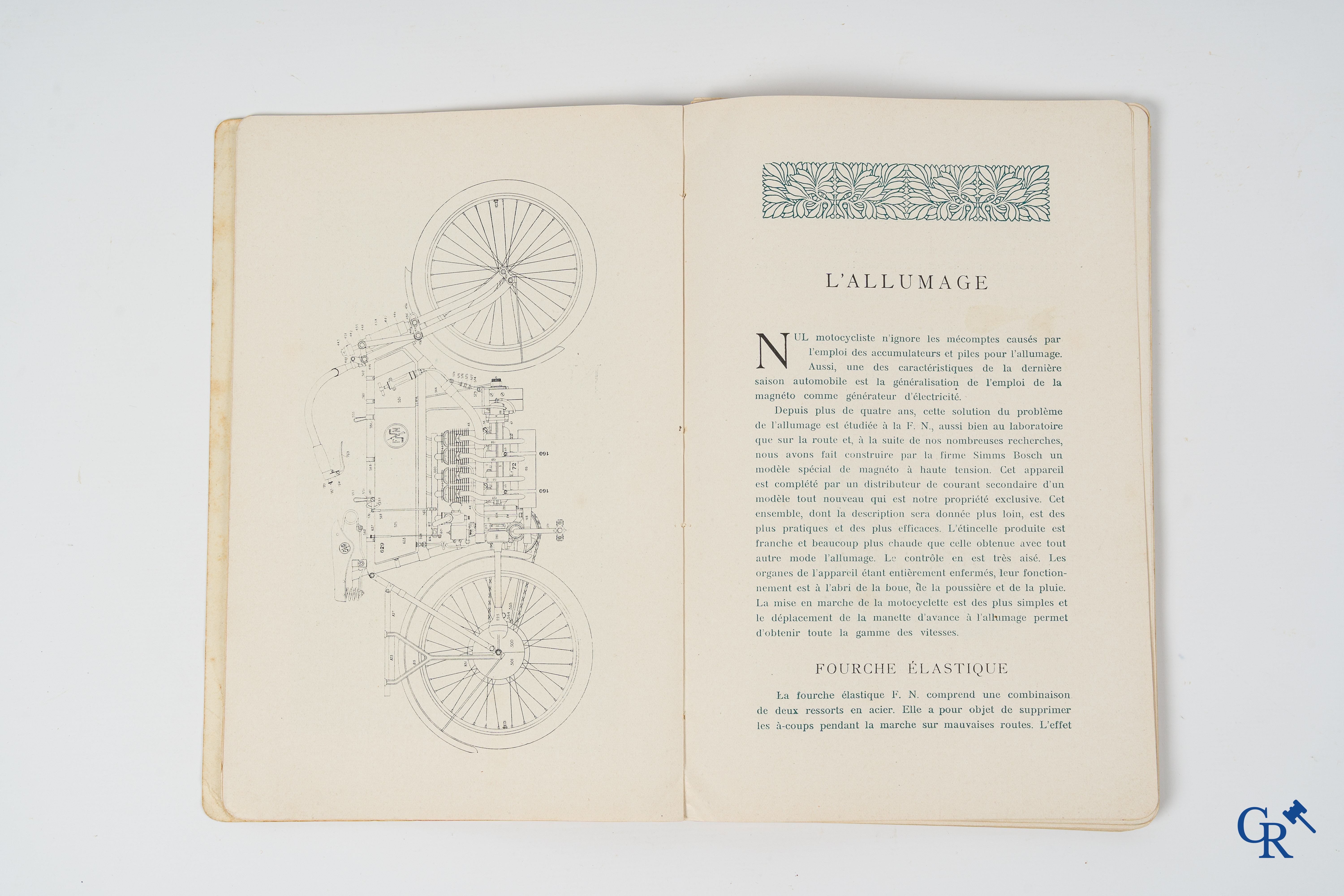 FN. Fabrique Nationale, Herstal-Liège. Original maintenance book for the 4 cylinder motorcycle F.N., model 1907.