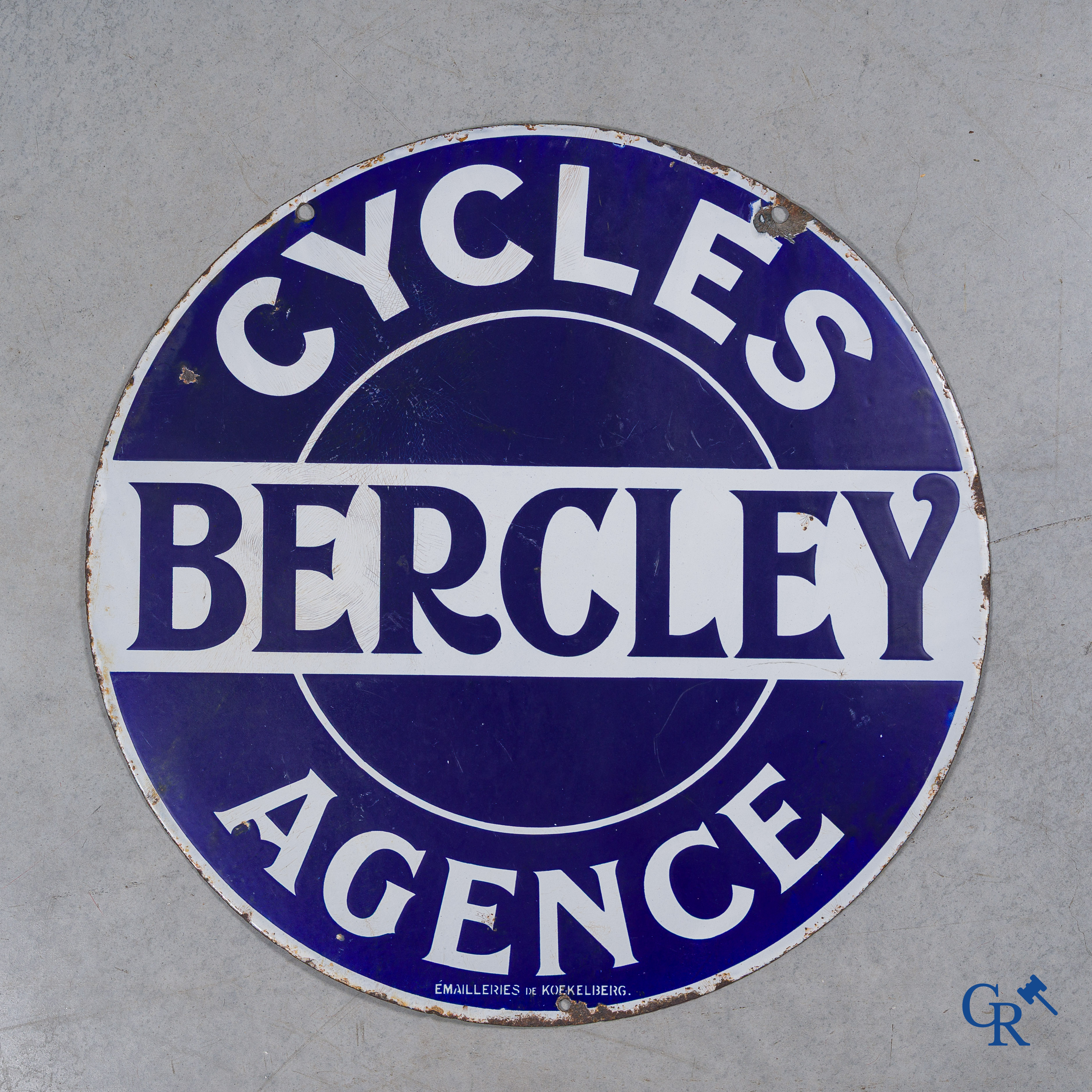 Cycles Bercley. Enamel advertising sign for the dealership of bicycles Bercley. 1920's - 1930's.