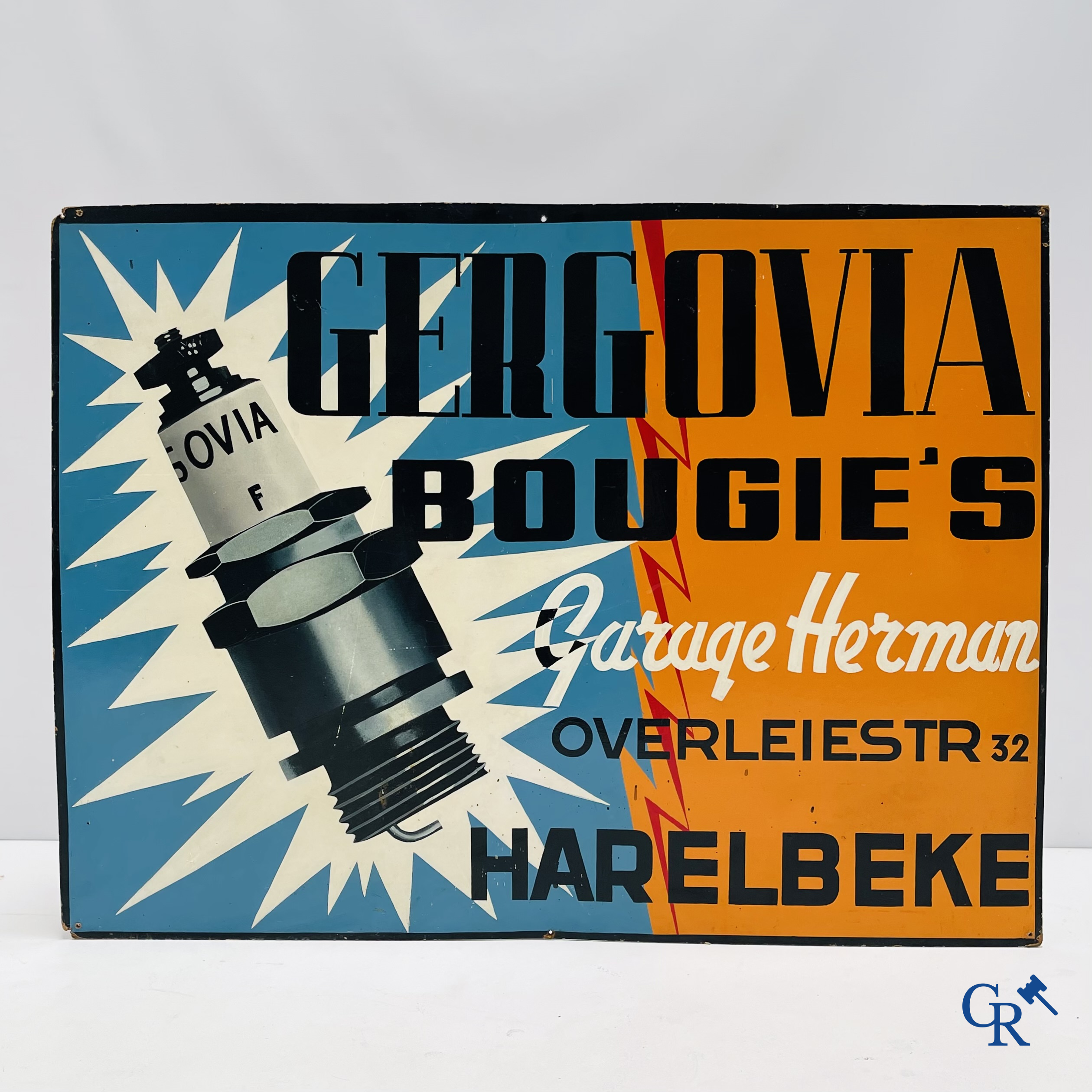 Bougies Gergovia. Groot beschilderd publiciteitsbord op hardboard voor Gergovia Bougie's. Jaren '60.