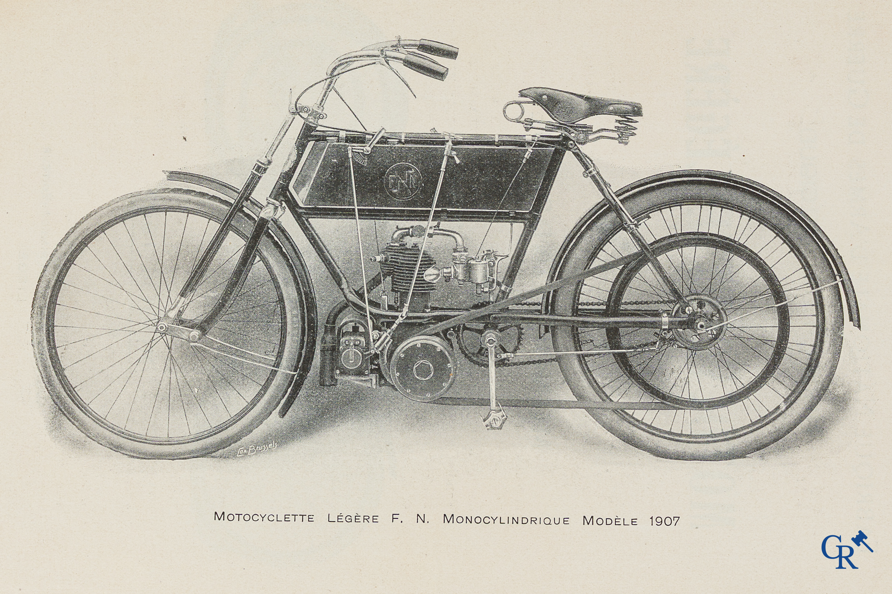 FN. Fabrique Nationale, Liège. Publicity leaflet for the light motorcycles F.N., single-cylinder engine, model 1907.