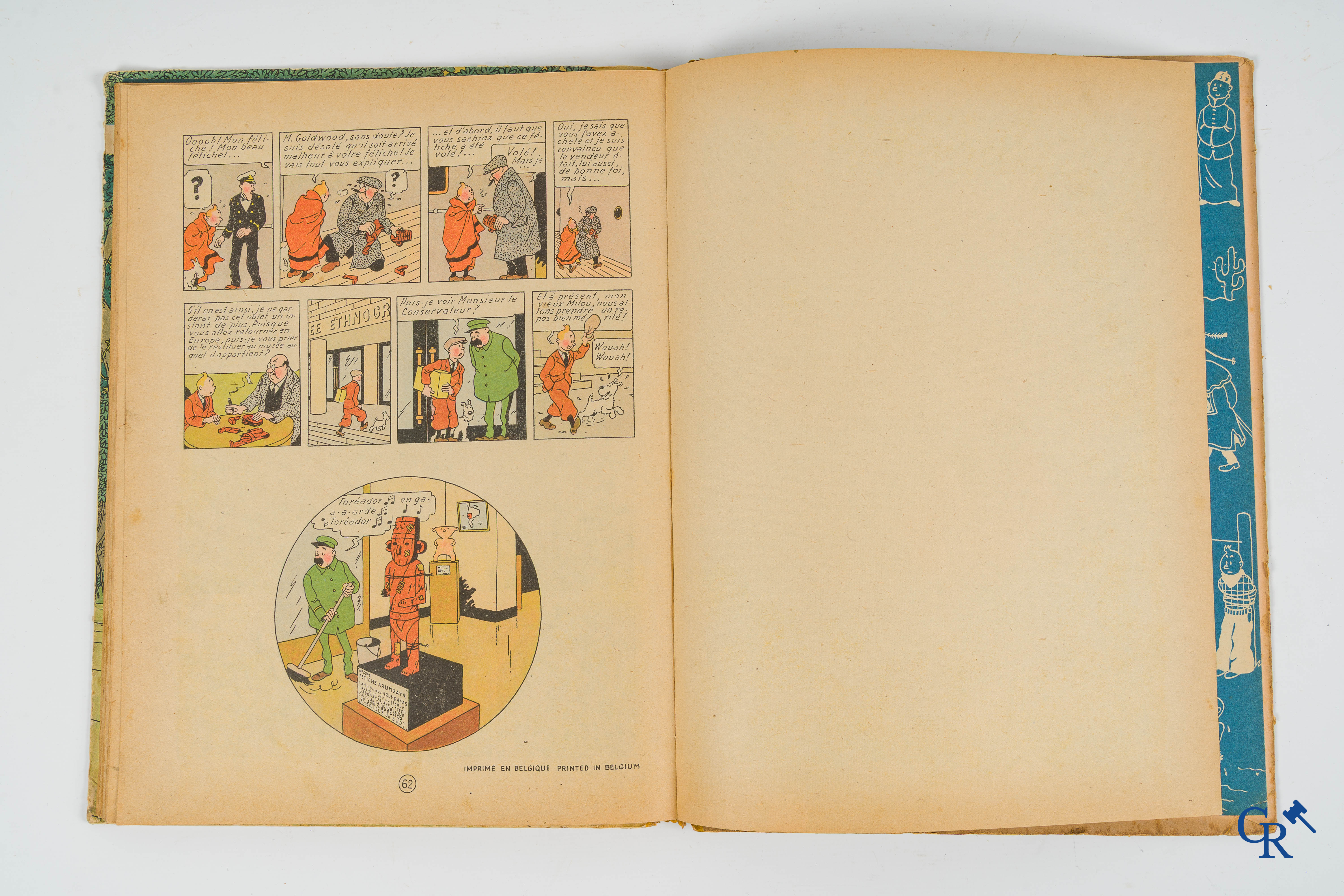 Hergé. Kuifje. Les aventures de Tintin. L'oreille cassée. Comic strip. Casterman. Imprimé en Belgique.