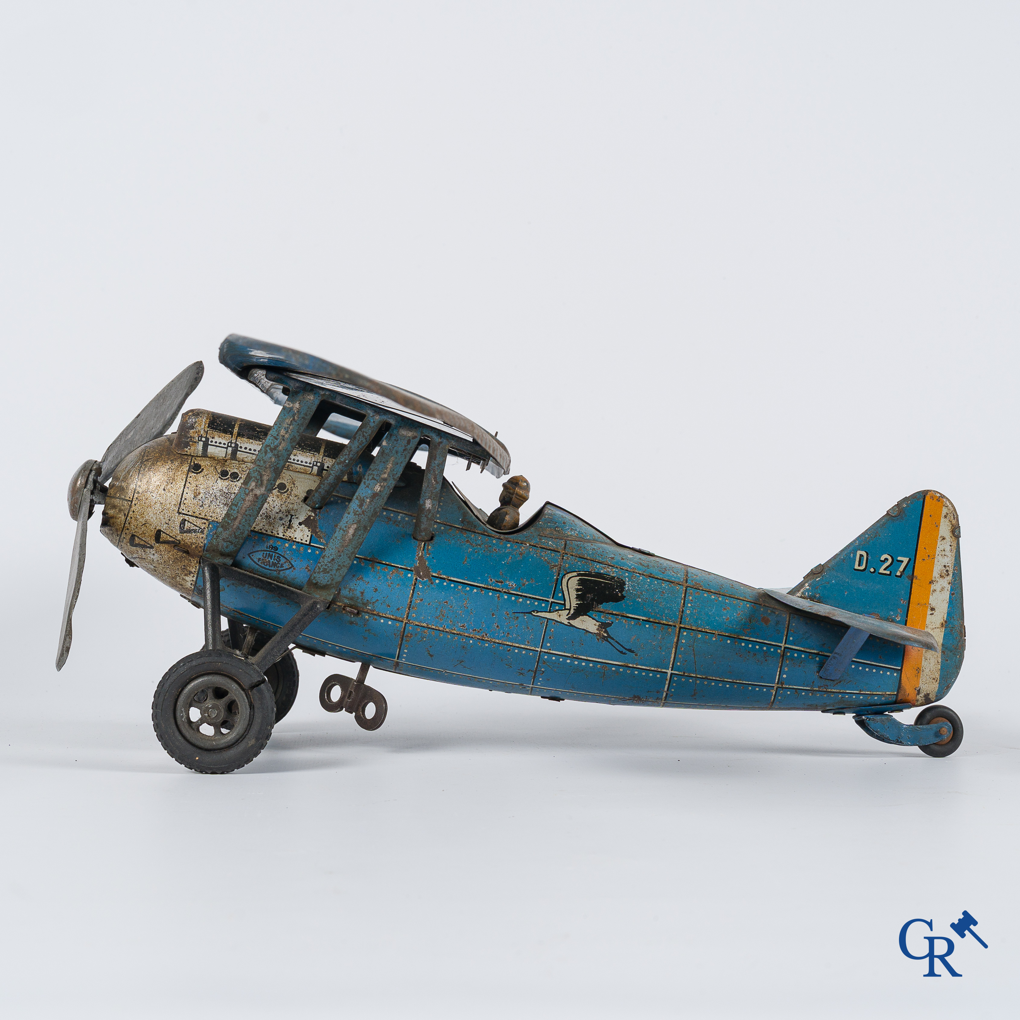 Old toys. Jep, Jouet de Paris. Airplane Dewoitine, rare blue version F.255 D.27. (1933-1941)