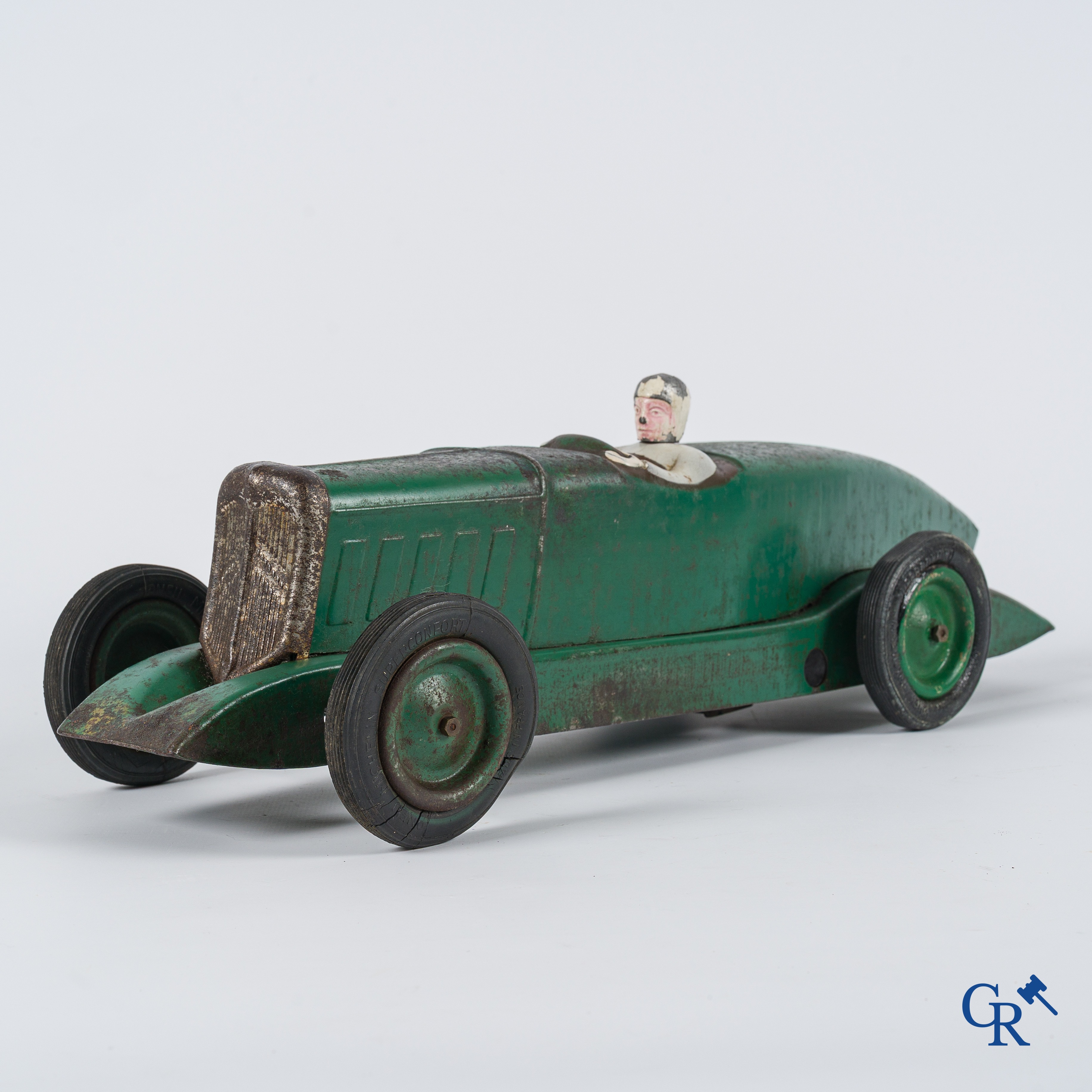 Old toys. Les Jouets Citroën, Made in France. Toy racing car in metal. 1930's.