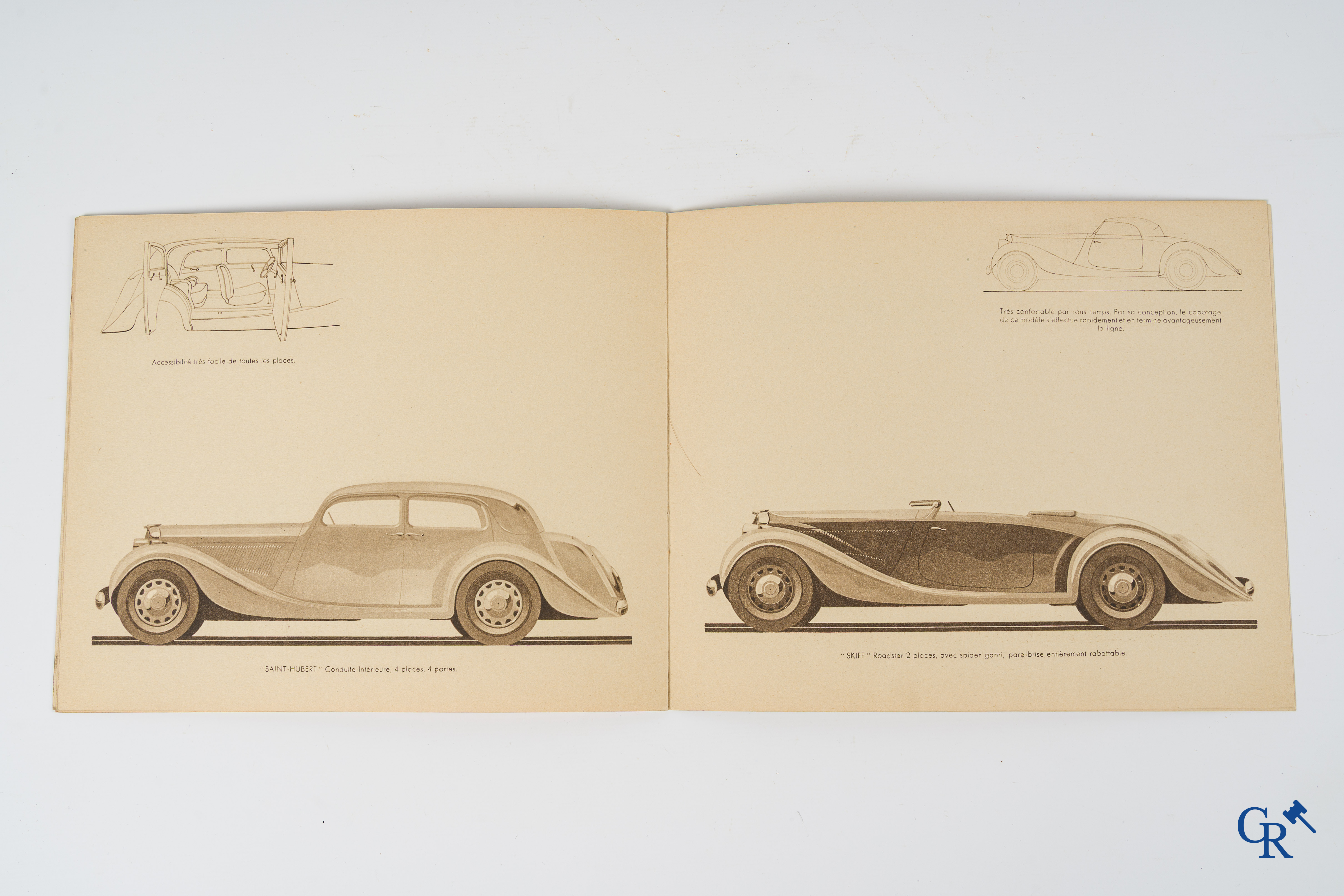 Automobilia. Géo Ham for Amilcar. Original publicity leaflet for Amilcar, modèles Pégase. 1935-1936.
