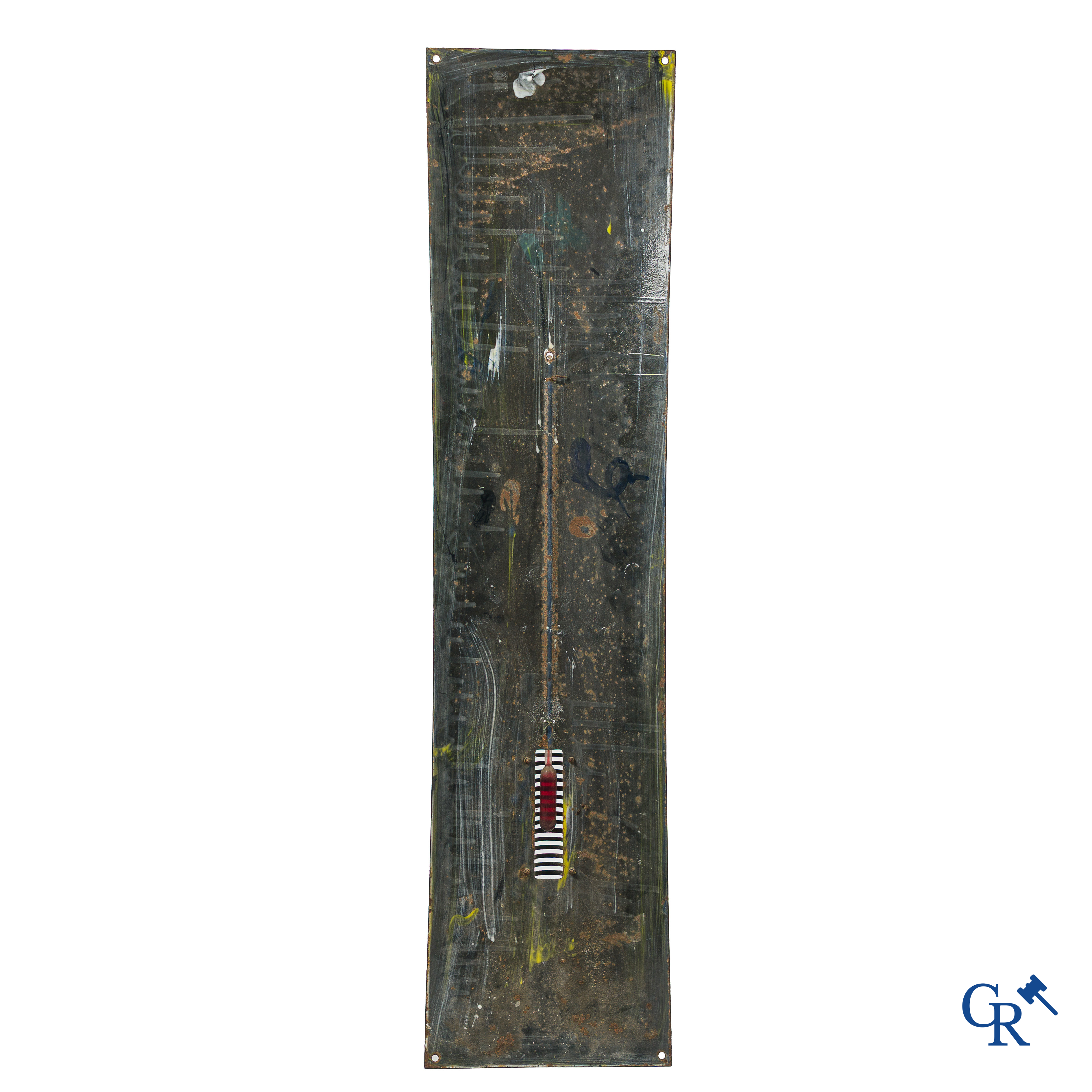 Tho-Radia. Enamel advertising sign with integrated thermometer. Ferro-émail. French fabrication between 1932 and 1937.