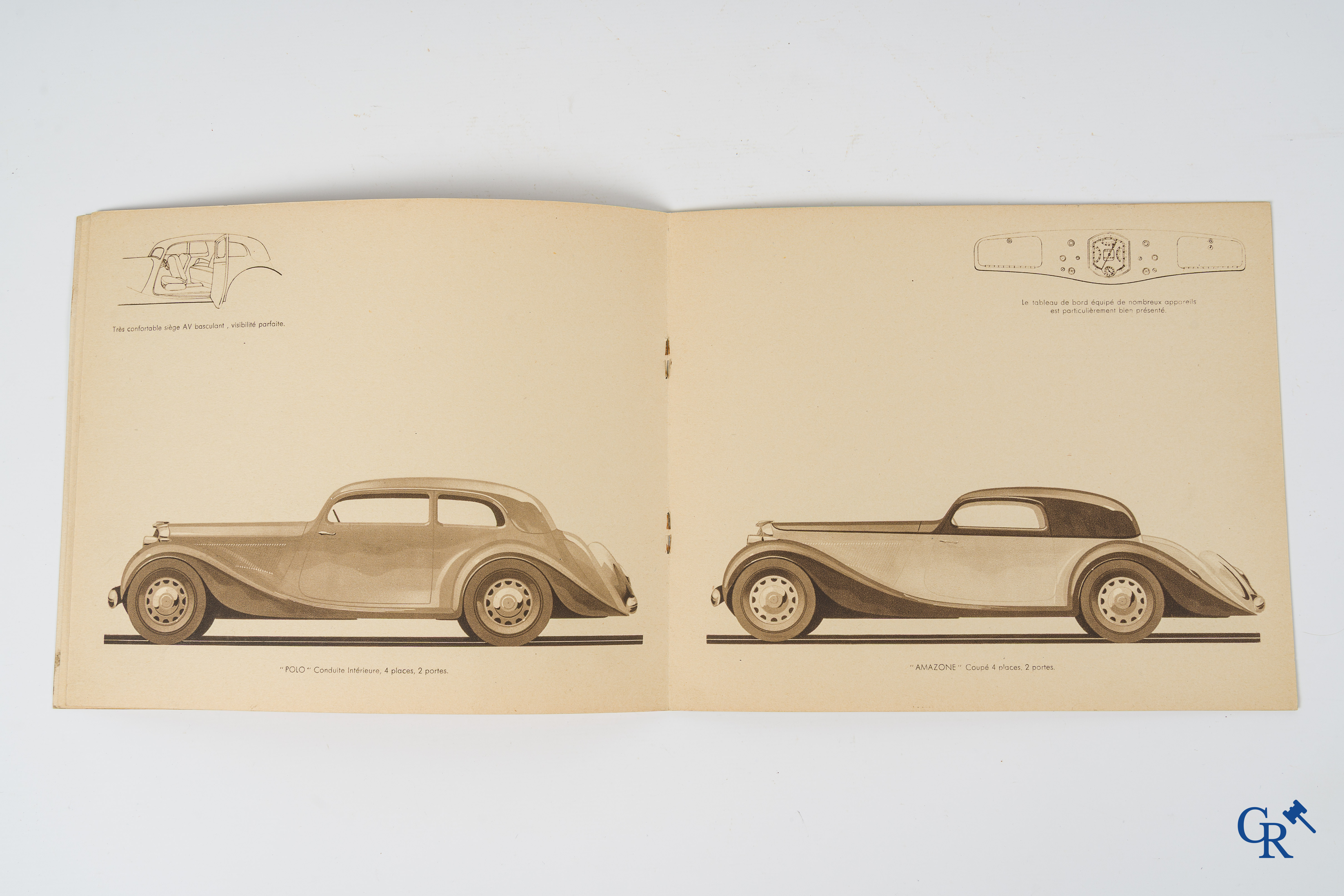 Automobilia. Géo Ham for Amilcar. Original publicity leaflet for Amilcar, modèles Pégase. 1935-1936.