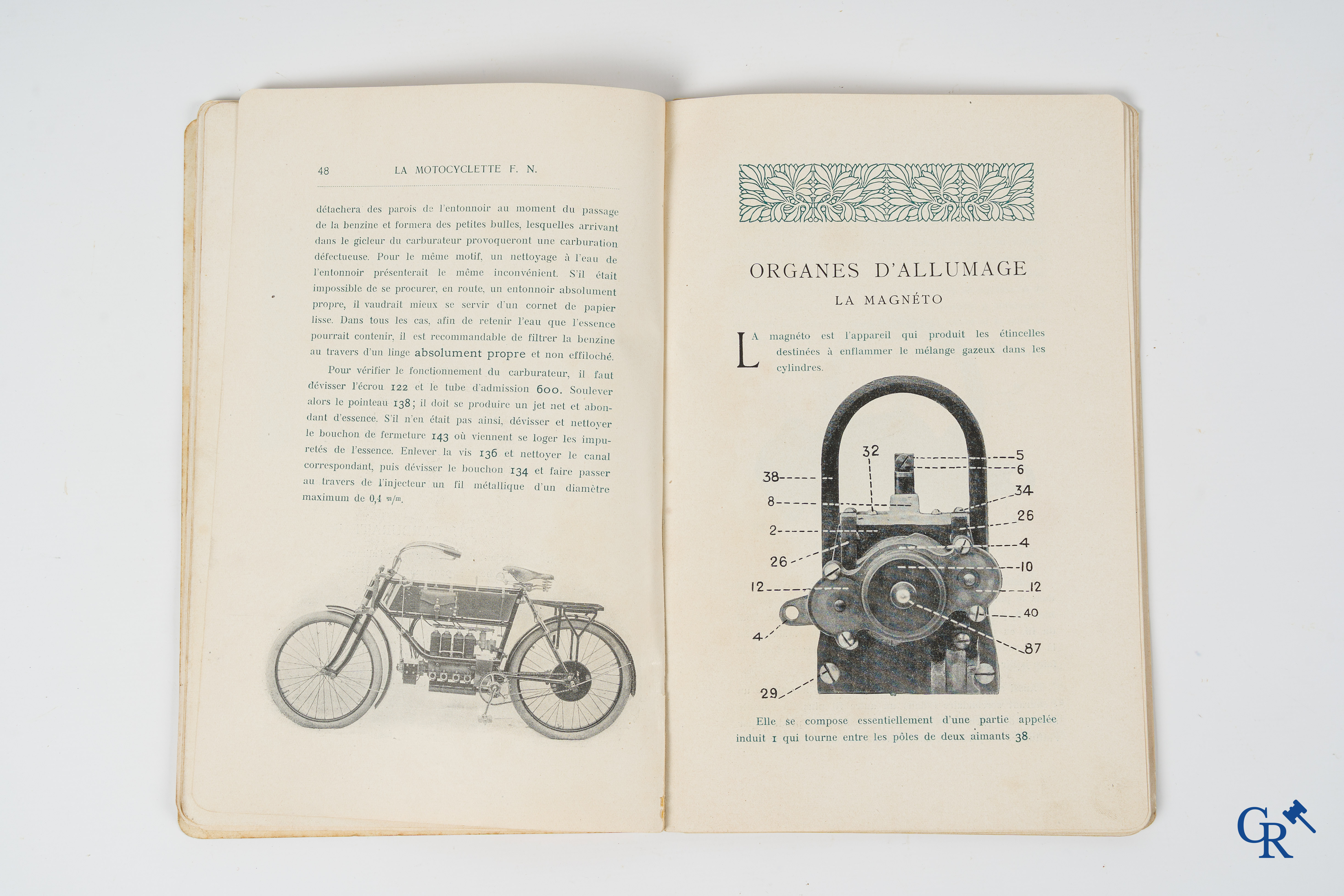 FN. Fabrique Nationale, Herstal-Liège. Original maintenance book for the 4 cylinder motorcycle F.N., model 1907.