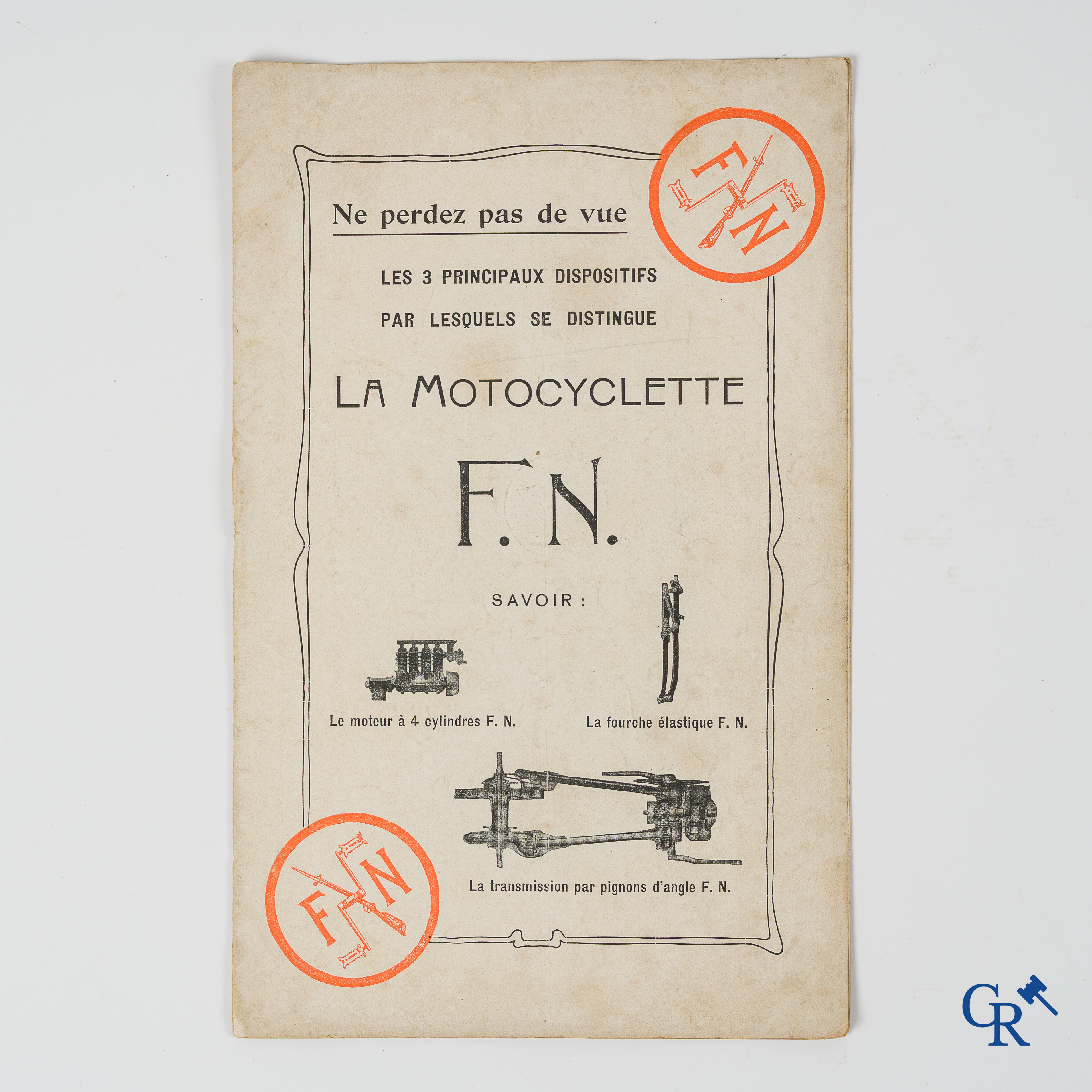 FN. Fabrique Nationale. Publicity leaflet-manual for the 4 cylinder motorcycle F.N., model 1907.
