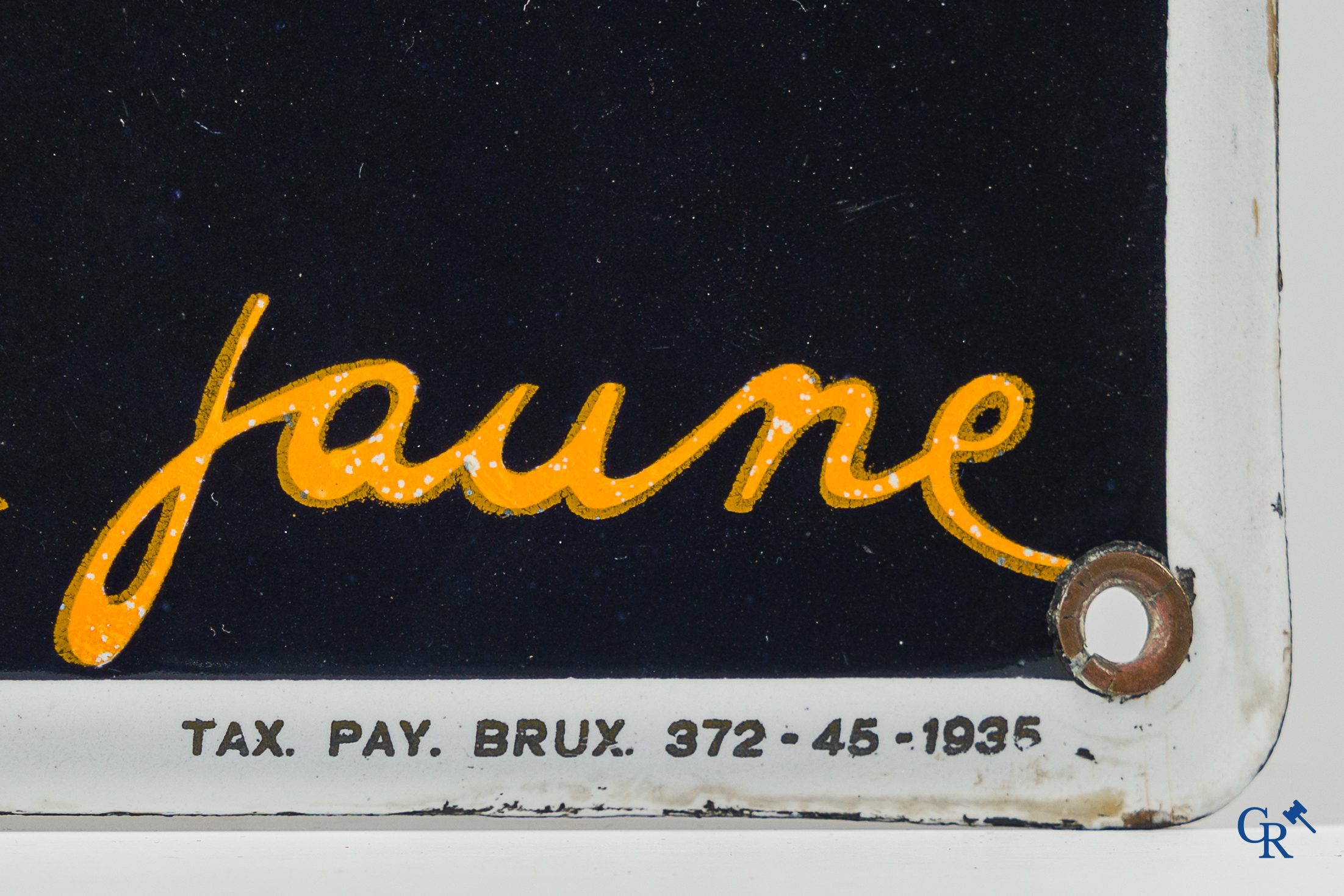 Philips Super Duplolux. Enamel advertising sign for car headlights from Philips. Enamel Koekelberg 1935.