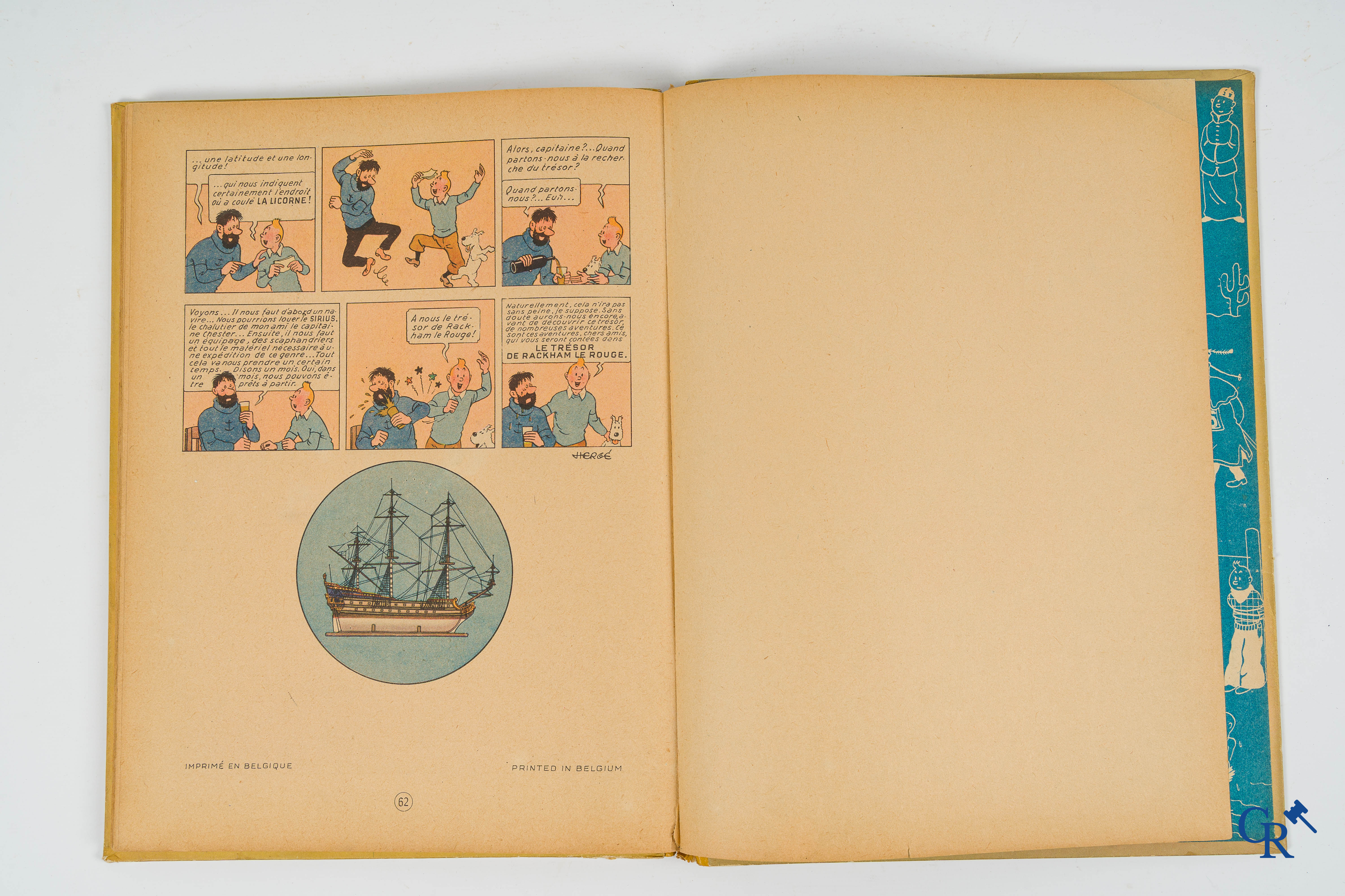 Hergé. Kuifje. Les aventures de Tintin. Le Secret de la licorne. Comic strip. Casterman 1946. Imprimé en Belgique.