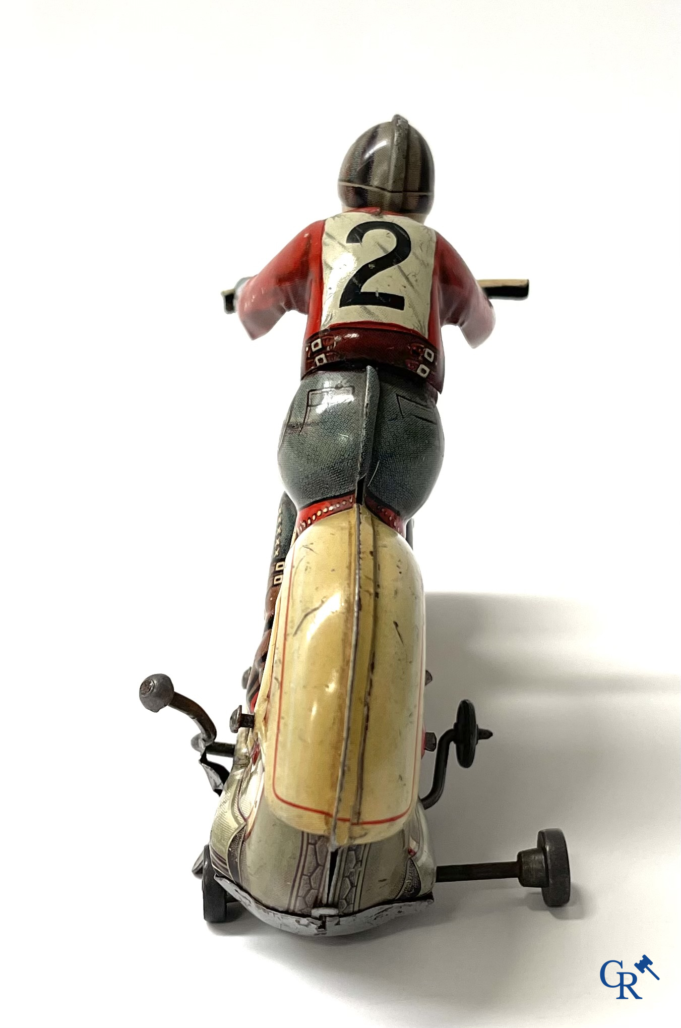 Technofix G.E. 255. Een mechanisch blikken speelgoed motorfiets. Made in U.S. - zone Germany.