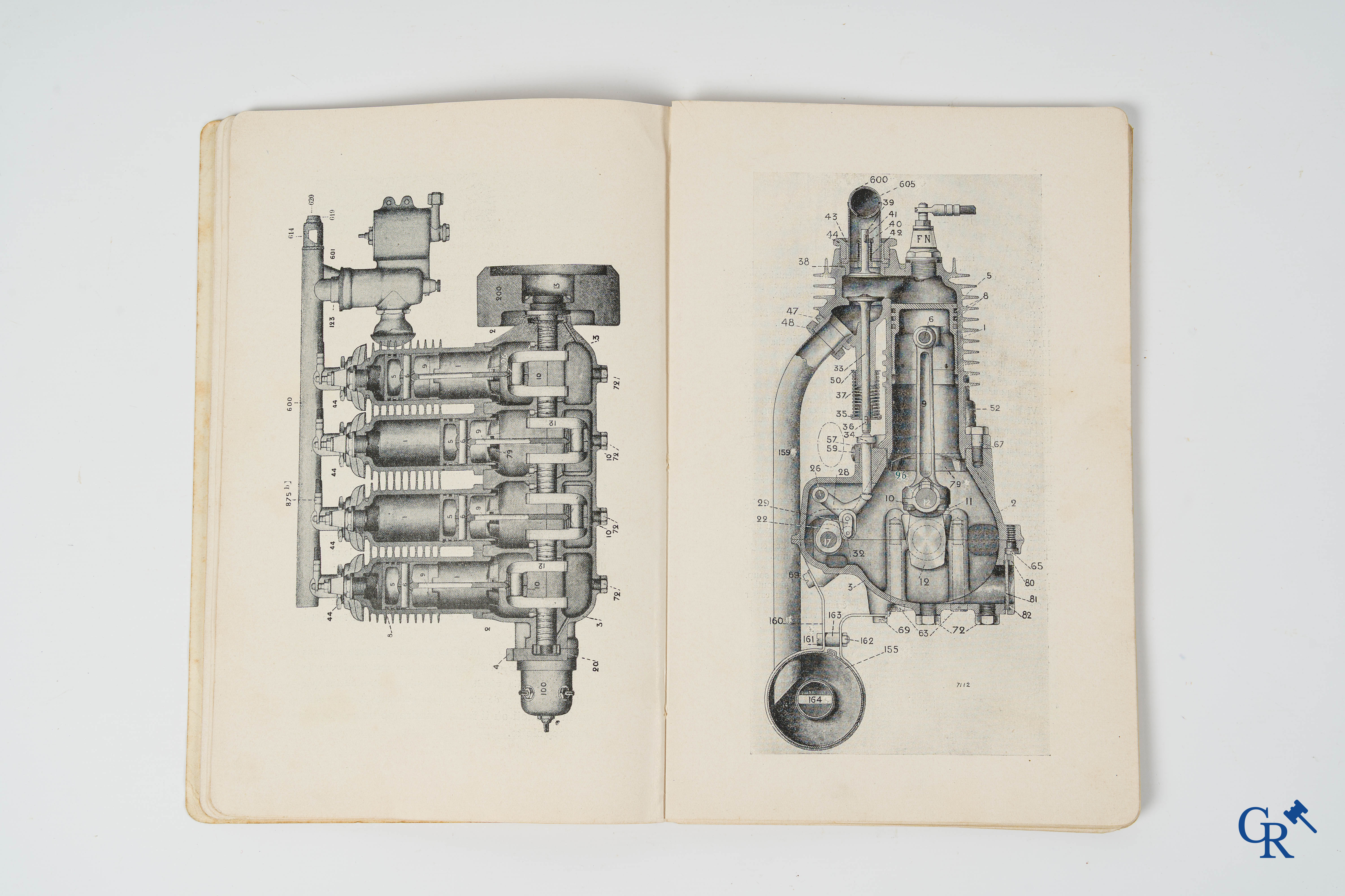 FN. Fabrique Nationale, Herstal-Liège. Original maintenance book for the 4 cylinder motorcycle F.N., model 1907.