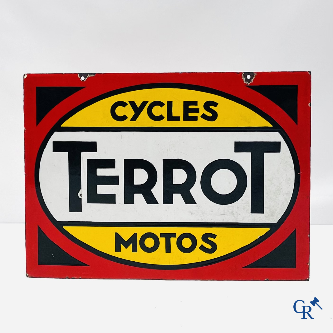 Terrot. Double-sided advertising sign for bicycles and motorcycles Terrot. Emaillerie Alsacienne. 1920's - 1930's.