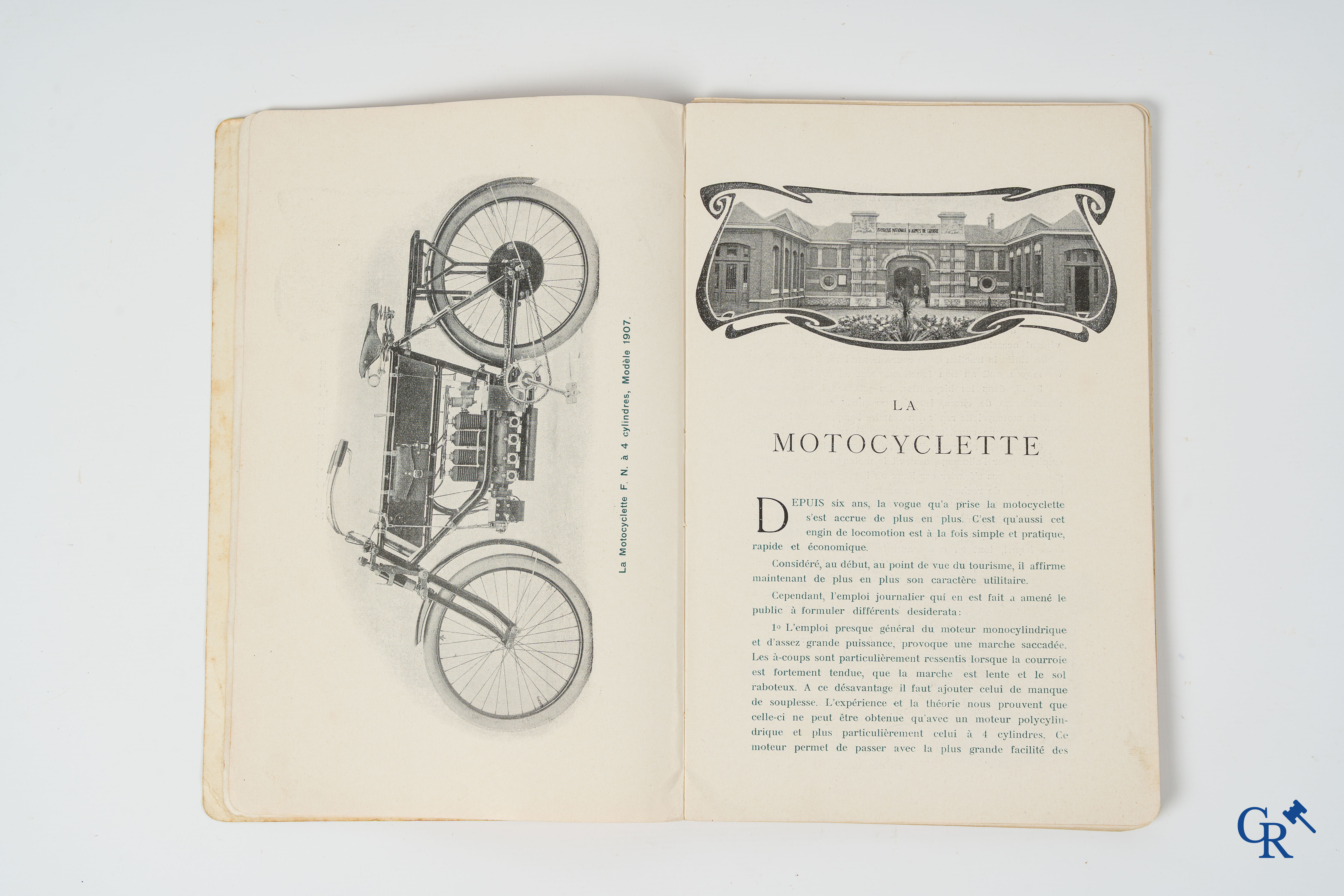 FN. Fabrique Nationale, Herstal-Liège. Original maintenance book for the 4 cylinder motorcycle F.N., model 1907.