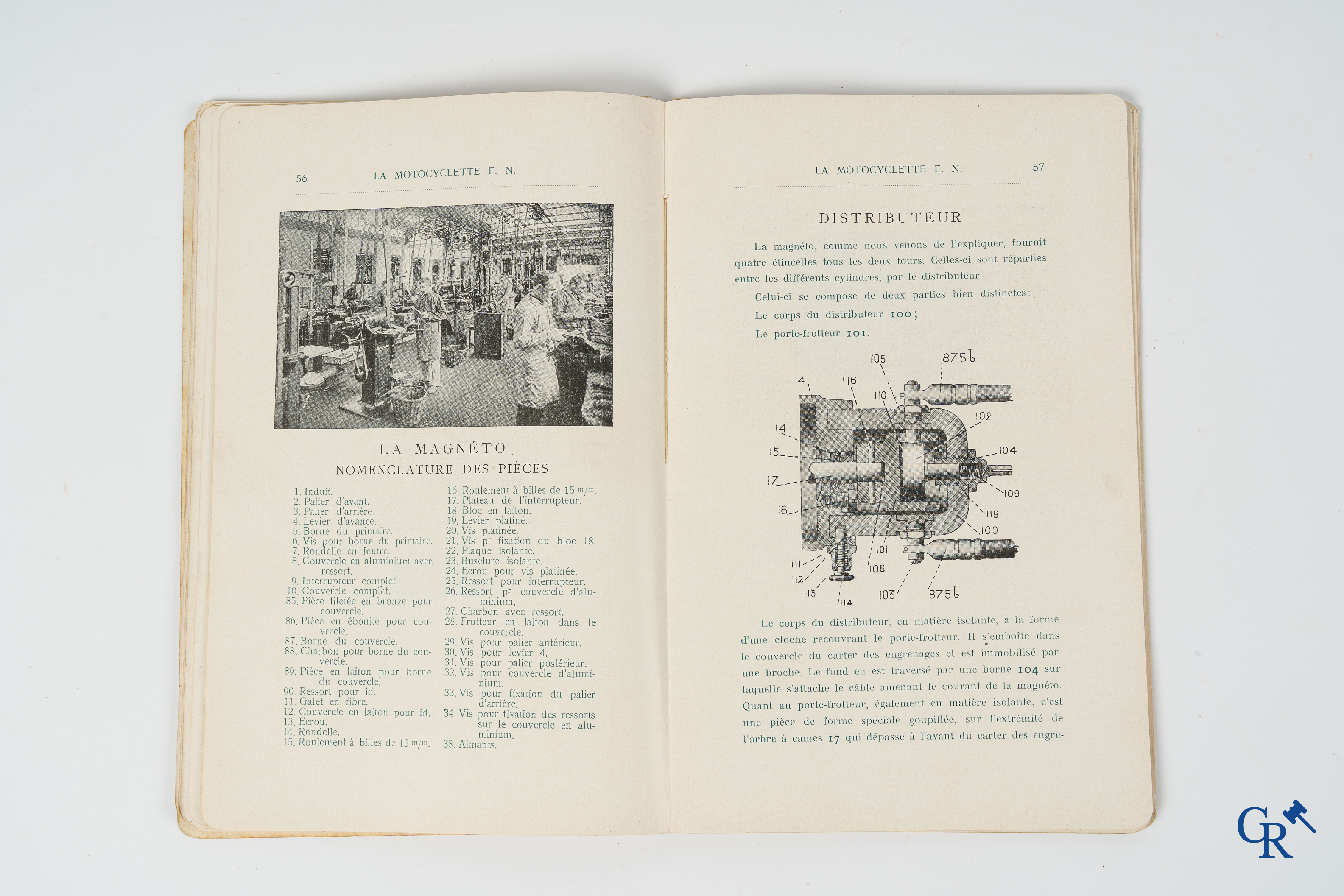 FN. Fabrique Nationale, Herstal-Liège. Original maintenance book for the 4 cylinder motorcycle F.N., model 1907.