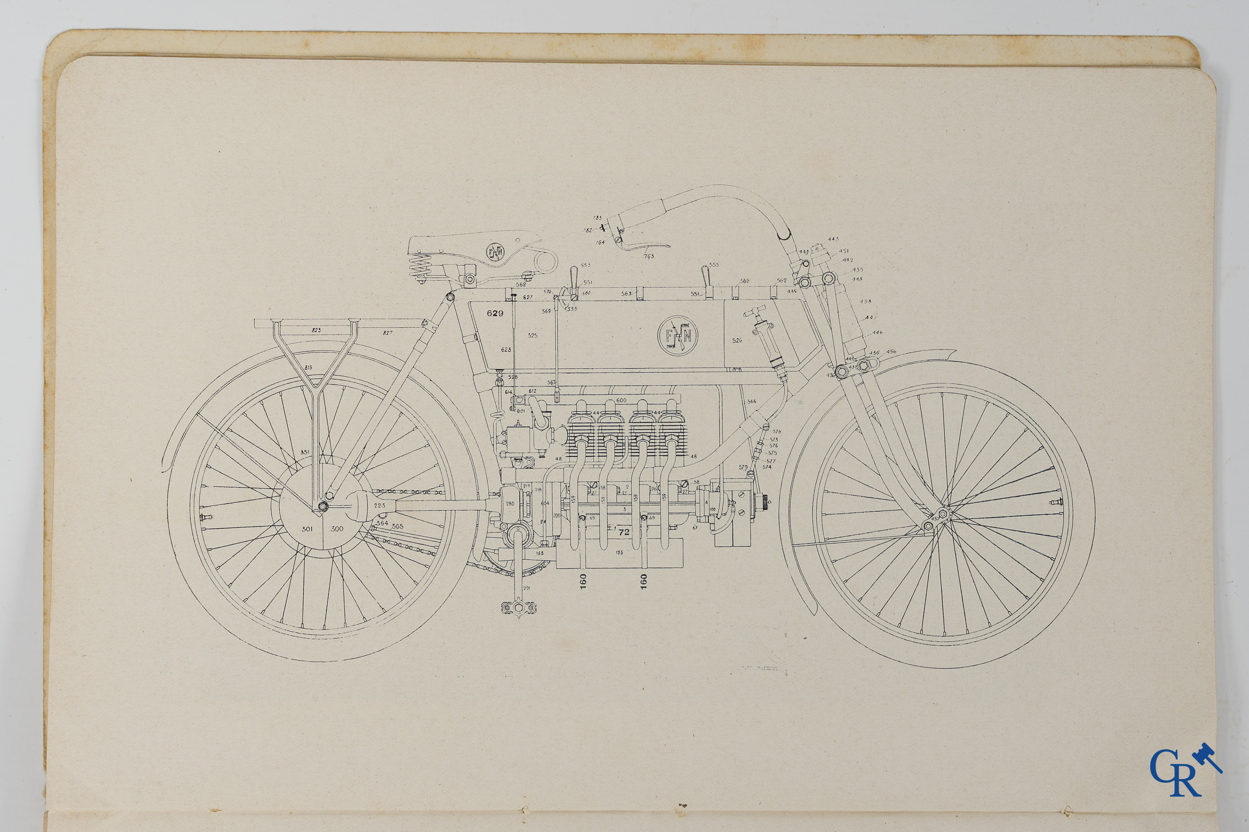 FN. Fabrique Nationale, Herstal-Liège. Original maintenance book for the 4 cylinder motorcycle F.N., model 1907.