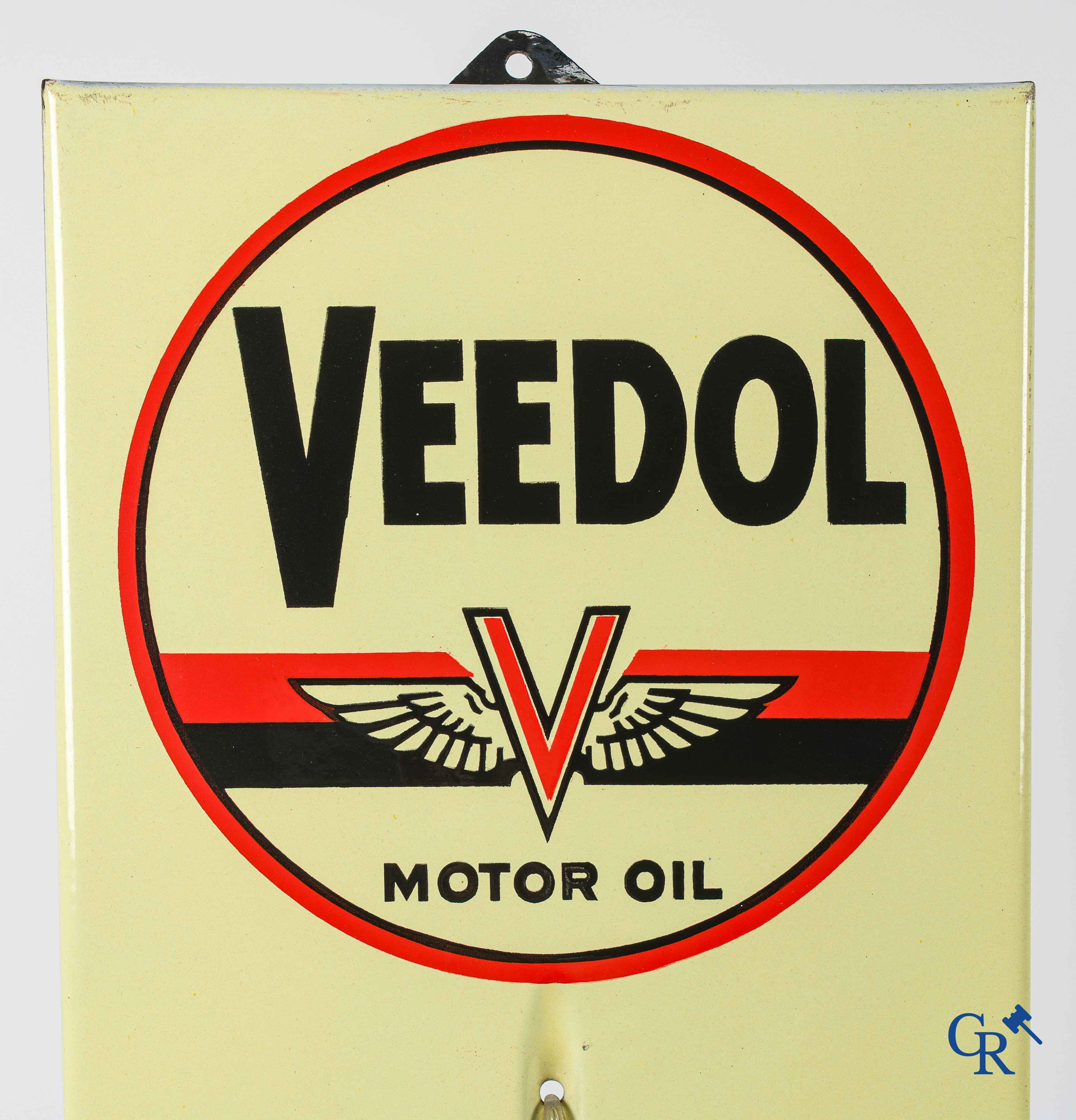 Veedol motor oil. Important publicity thermometer with original screwed Pin-up. Foremail 1954.